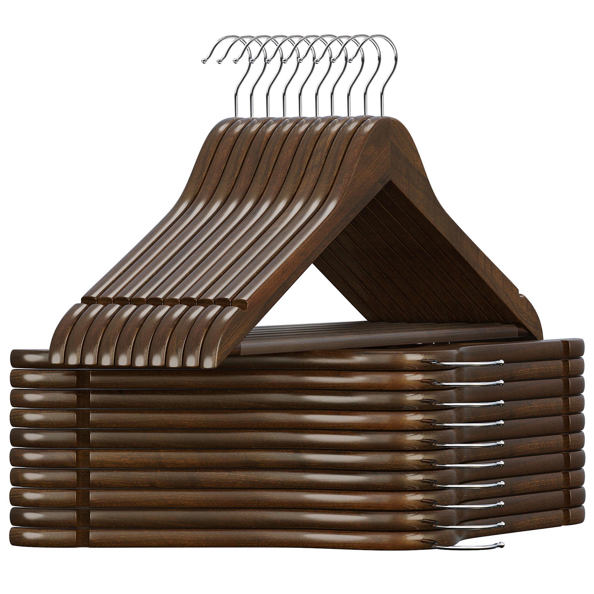 Kleiderbügelset Braun/Silberfarben B: 44,5 cm - Silberfarben/Braun, Basics, Holz/Metall (44,5cm)