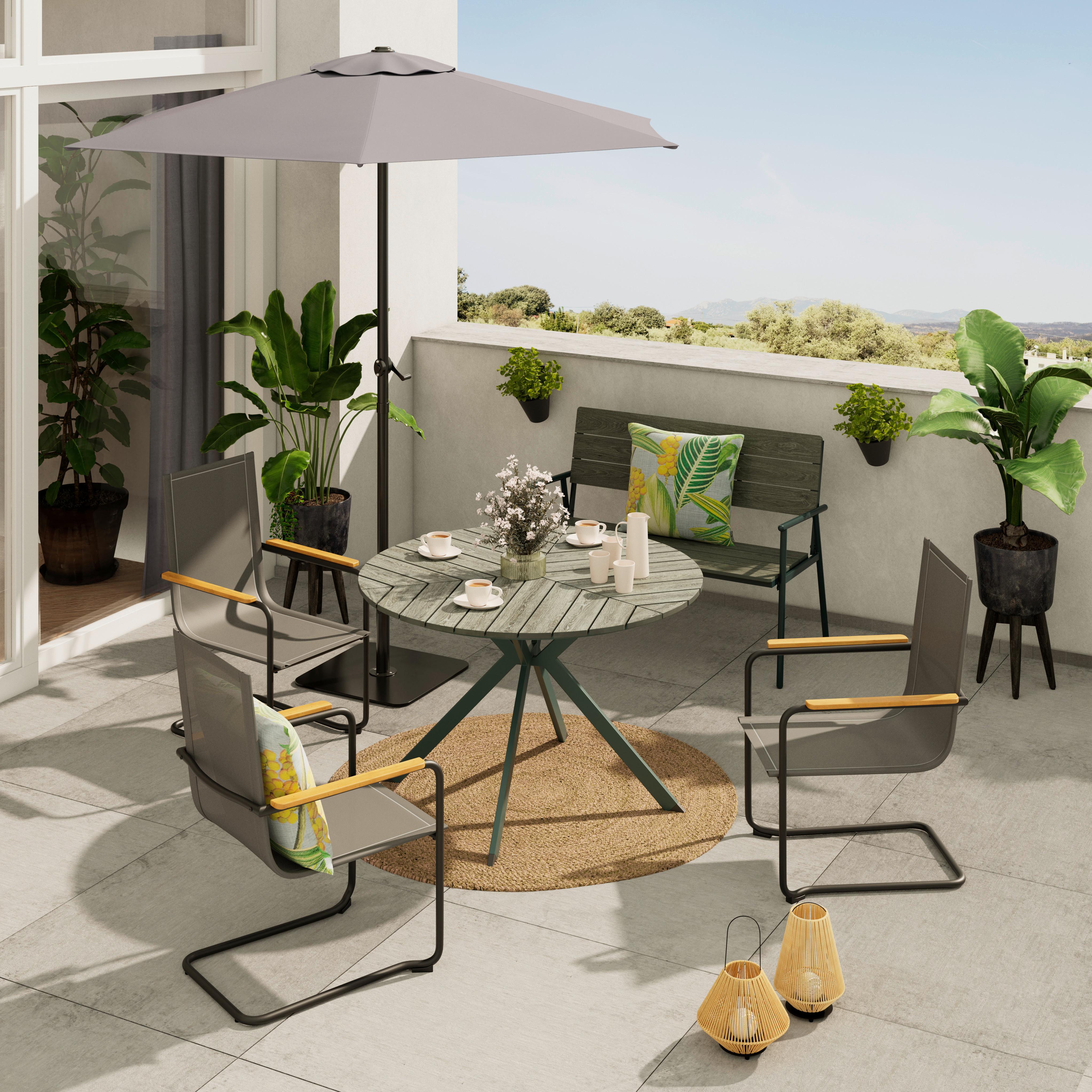 Sonnenschirm Kos D: 234 Cm Uv-Beständig Dunkelgrau - Dunkelgrau/Hellgrau, MODERN, Textil/Metall (234cm) - Beldano