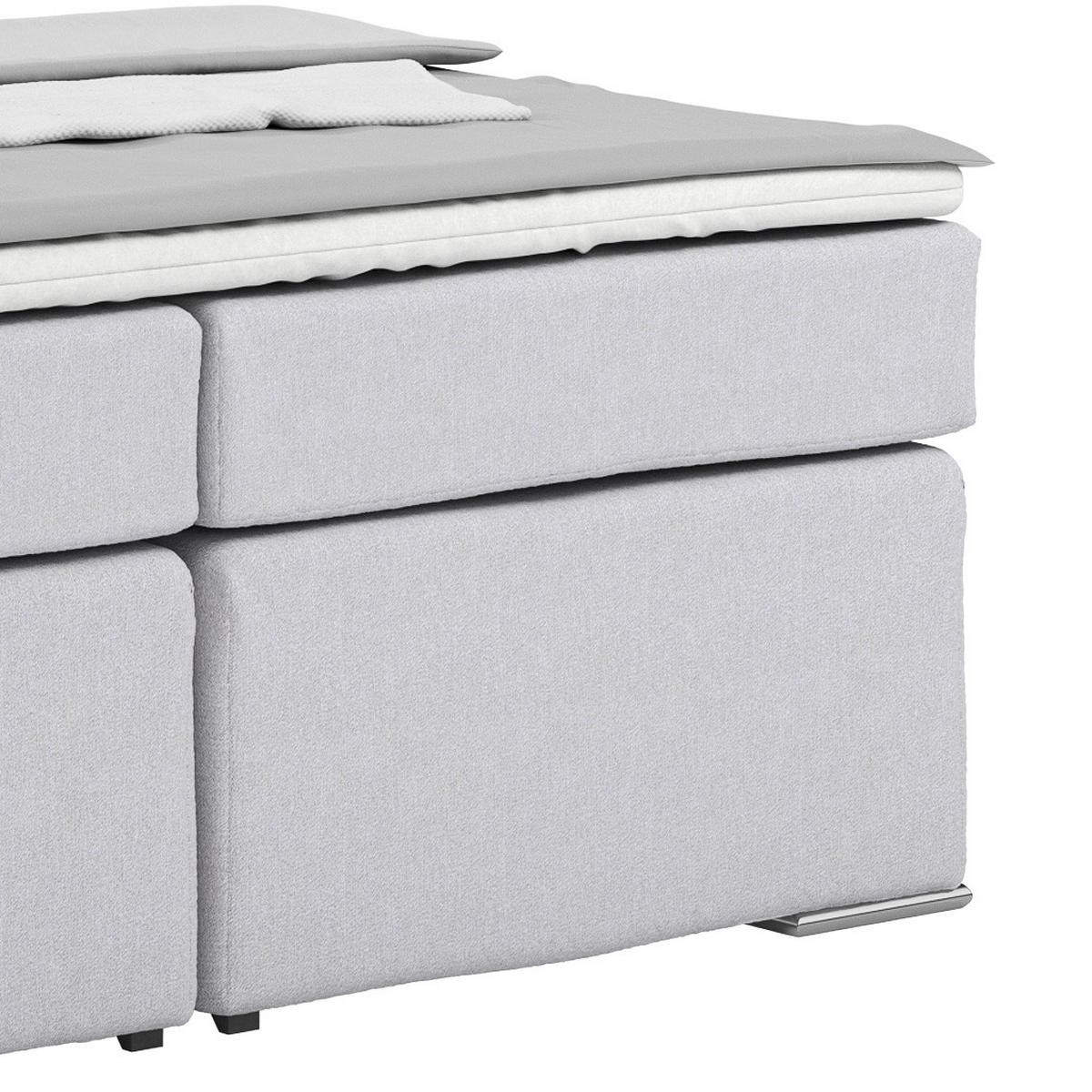 Postel Boxspring Nero, 160x200 cm, modro-šedá - barvy chromu/šampaňská, Konvenční, kov/textil (160/200cm)