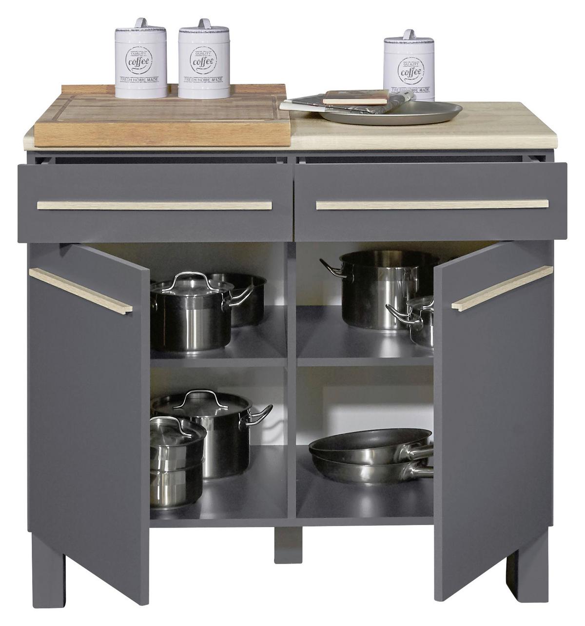 Kuchyňská spodní skříňka BILBERRY antracitová - Sonoma dub/antracitová, Design, kompozitní dřevo/plast (100/90/60cm) - Carryhome