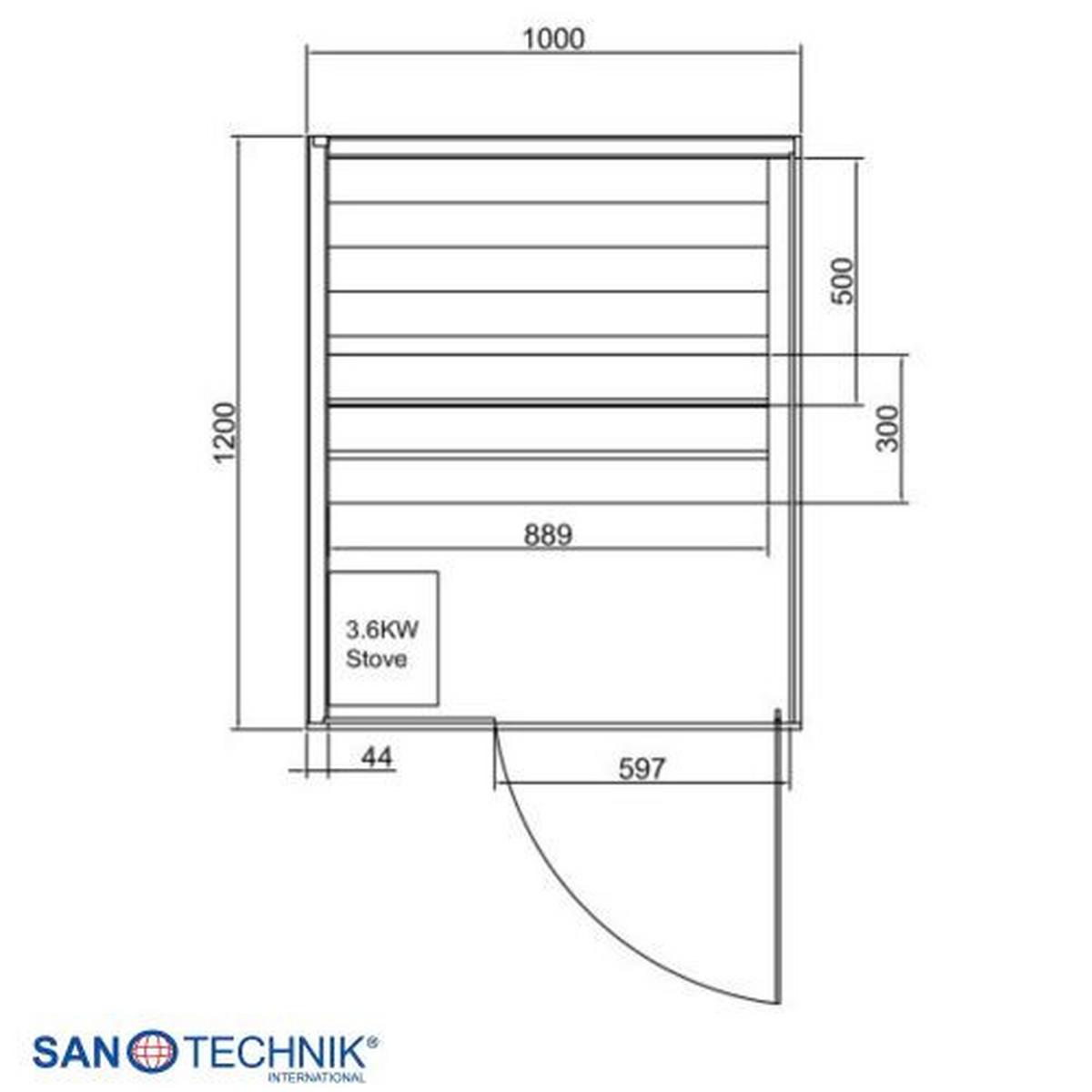 Sauna FX75100 geeignet für 1 Person - Fichtefarben, Basics, Glas/Holz (100/120/200cm) - Sanotechnik