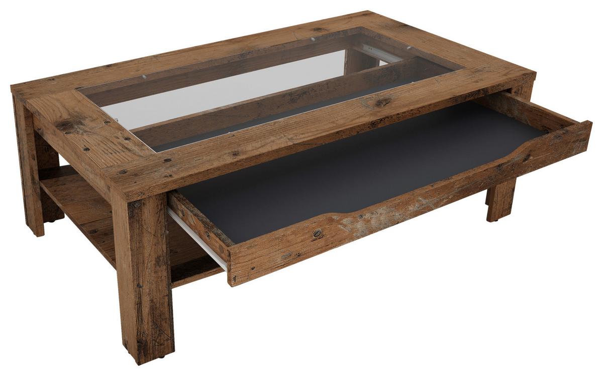 Couchtisch mit Glasplatte + Ablagefach Ralph Braun - Anthrazit/Braun, Basics, Glas/Holzwerkstoff (110/67/43cm) - MID.YOU