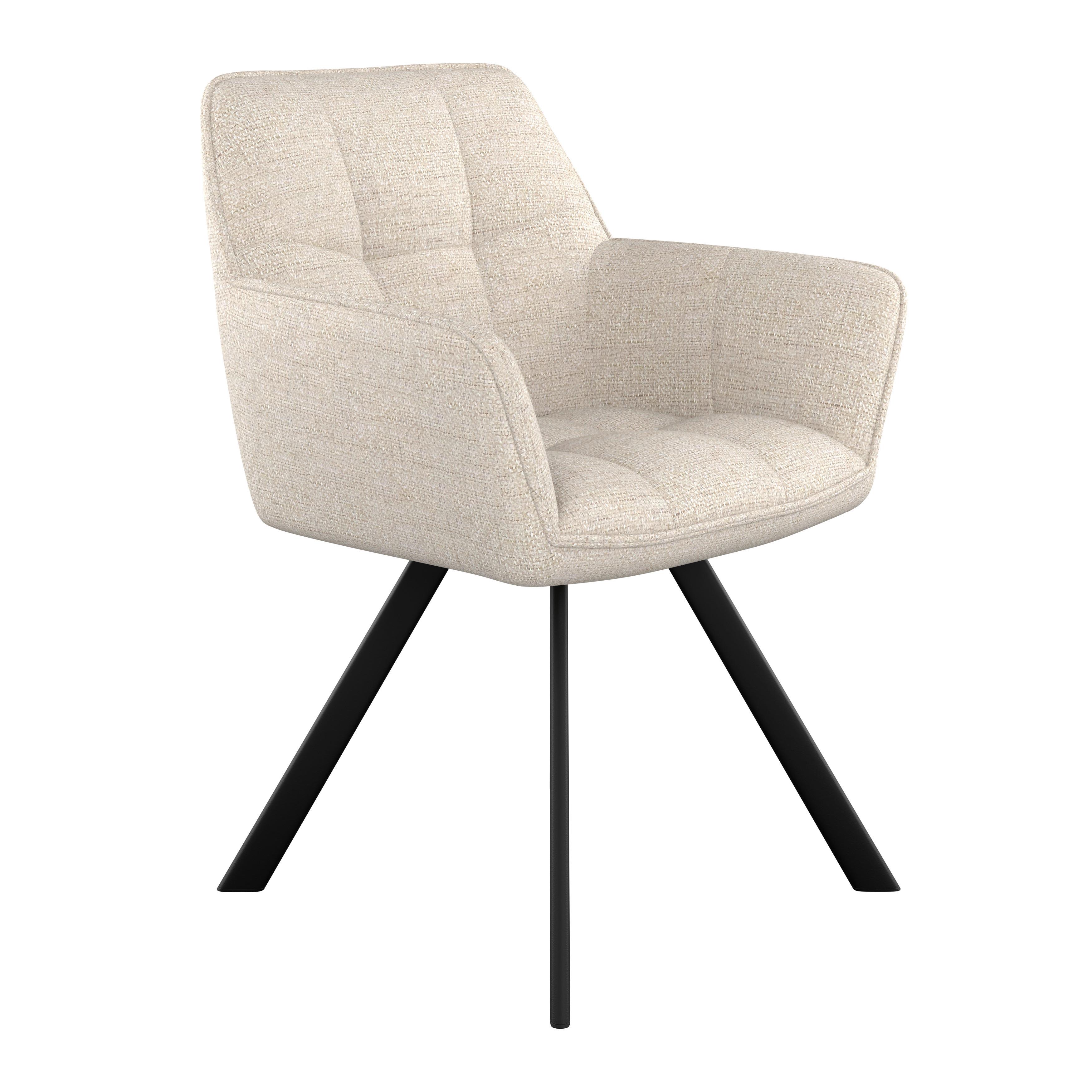 Armlehnstuhl Romy Giga-S Creme/Schwarz gepolstert - Creme/Schwarz, MODERN, Textil/Metall (63/84,5/62cm)