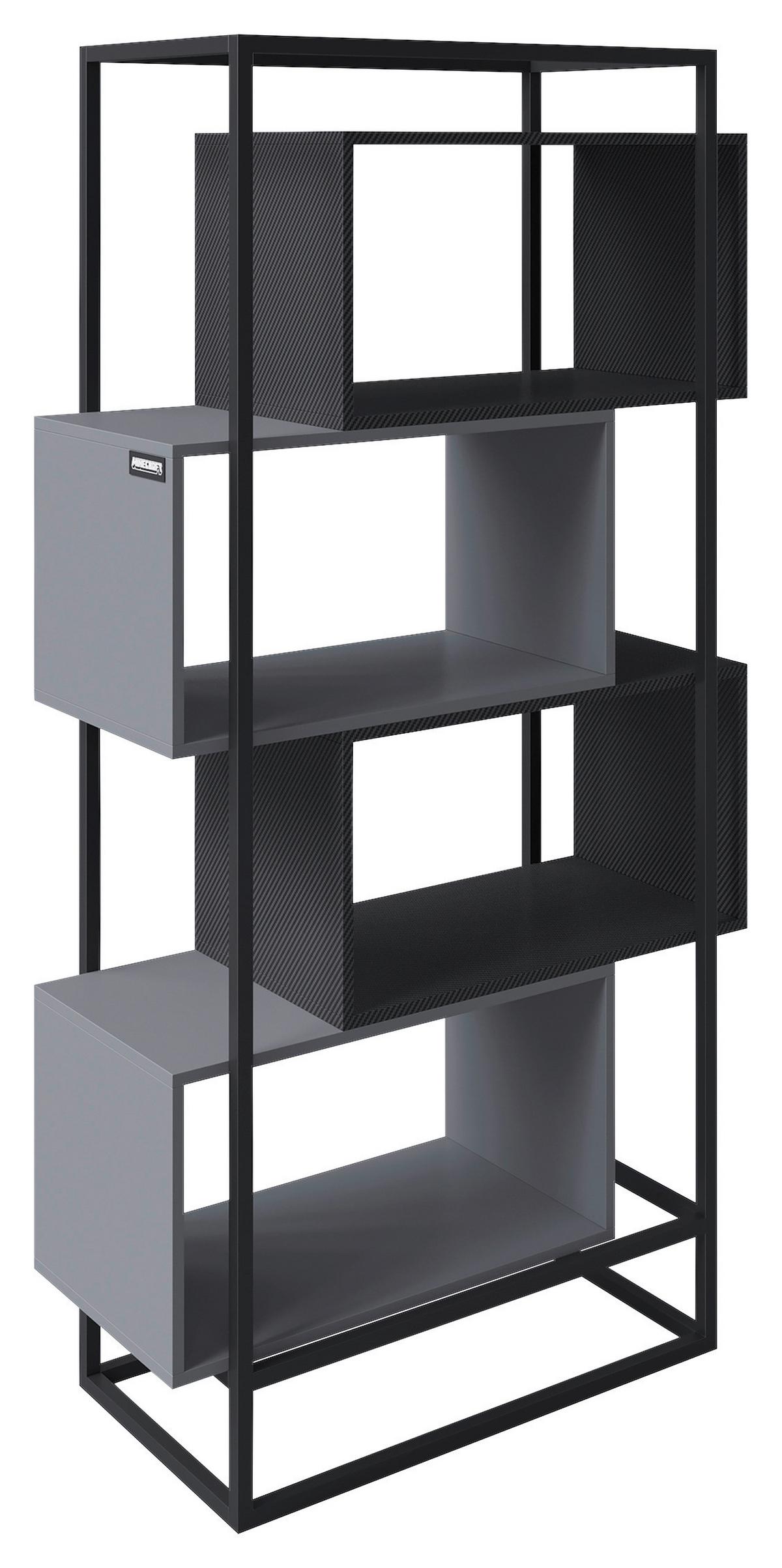 Regal Minecraft - Schwarz/Grau, MODERN, Holzwerkstoff/Metall (70/164/38cm) - Minecraft
