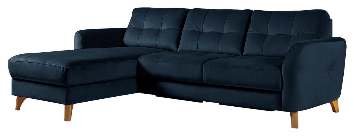 Ecksofa Nordic Dunkelblau S: 168x238 cm - Buchefarben/Dunkelblau, Design, Textil (168/238cm) - Livetastic