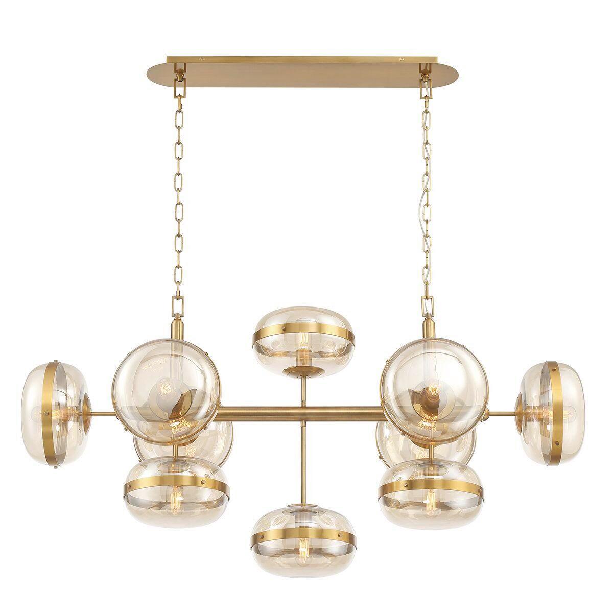 Függeszték Qn-Nottingham-10lp-Ab - sárgarézszínű, Konventionell, üveg/fém (80cm) - Elstead Lighting
