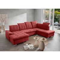 Wohnlandschaft Zira Rot U: 169x330x212cm - Chromfarben/Rot, MODERN, Textil (169/330/212cm) - Livetastic