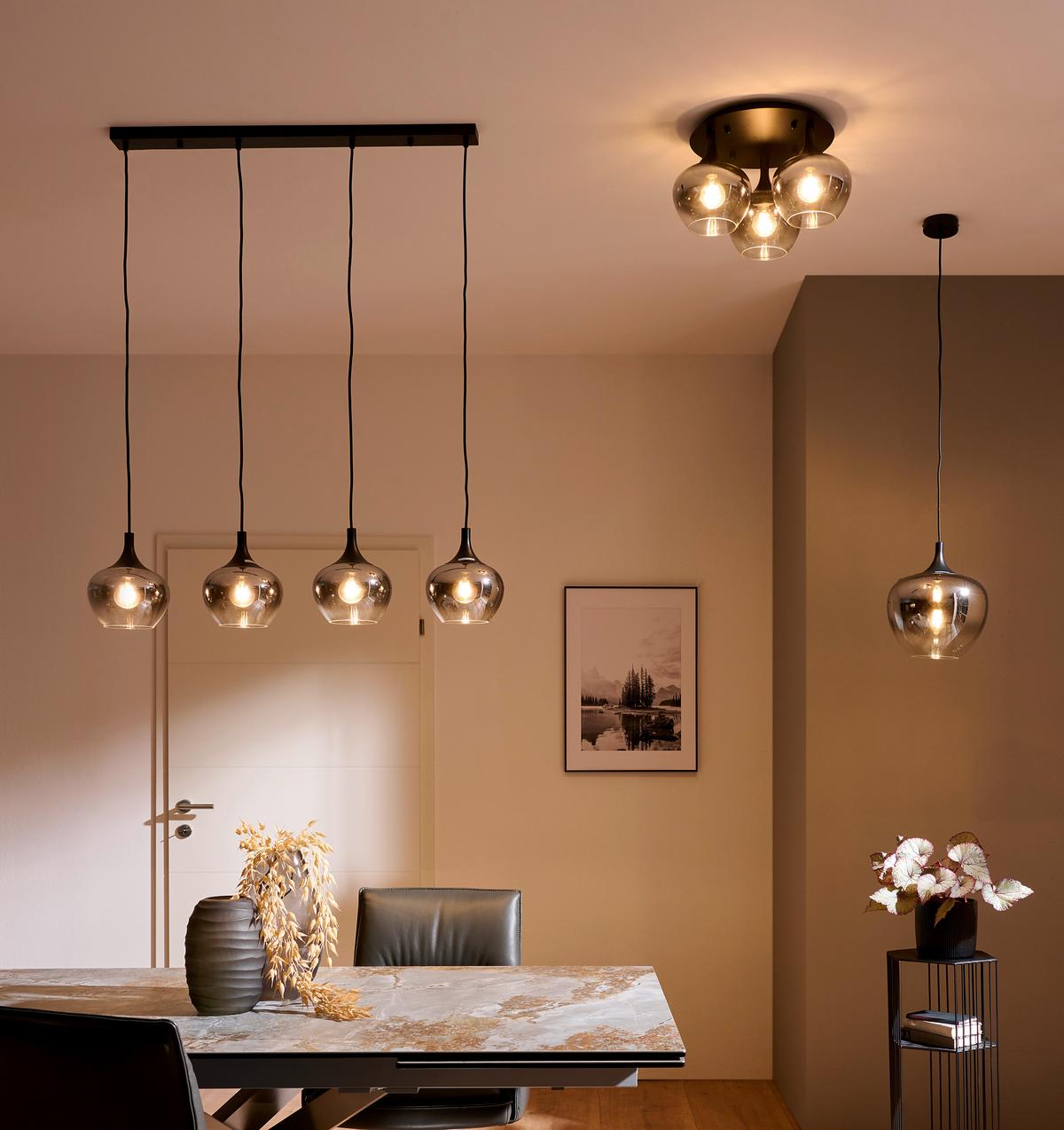 STOJACIA LAMPA MAXY - čierna, Design, kov/sklo (39/25/150cm) - Globo