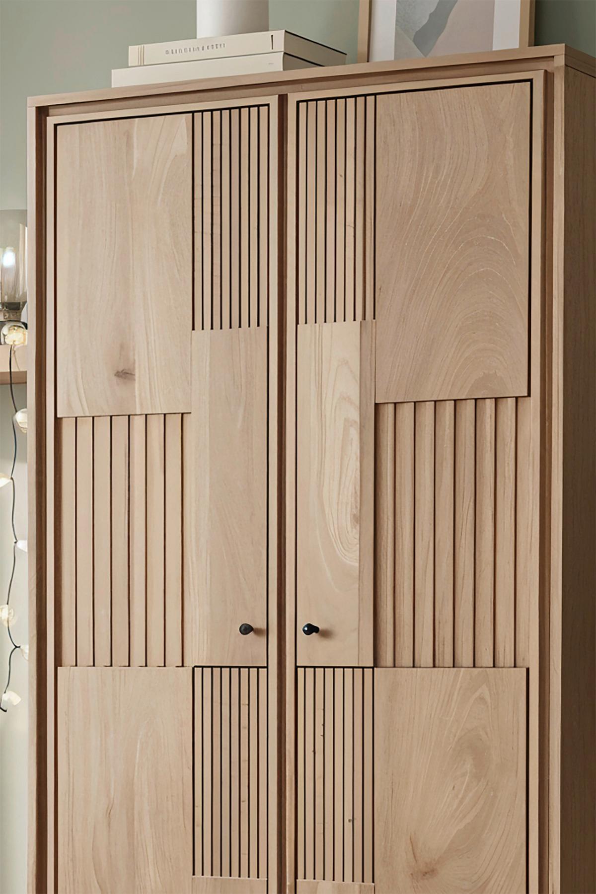 SCHRANK Mangoholz/Metall B: 80cm - Schwarz/Naturfarben, Design, Holz/Metall (80/180/45cm) - MID.YOU