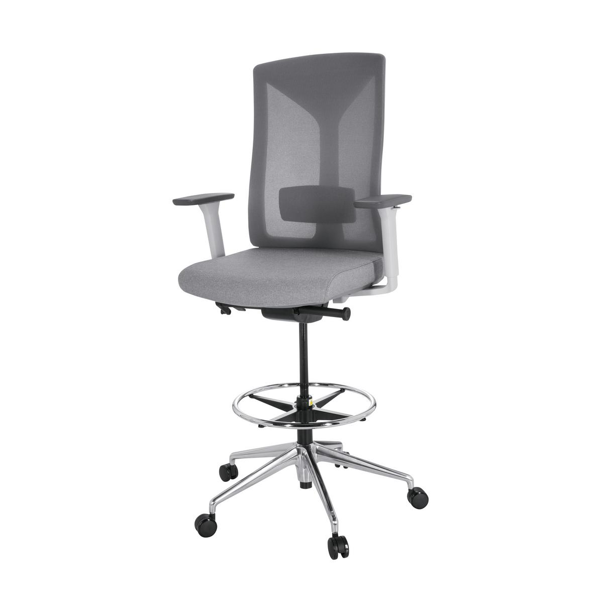 Bürostuhl Halifax Work Grau Bis 150 Kg - Silberfarben/Grau, Basics, Kunststoff/Textil (68/122/60cm) - MID.YOU
