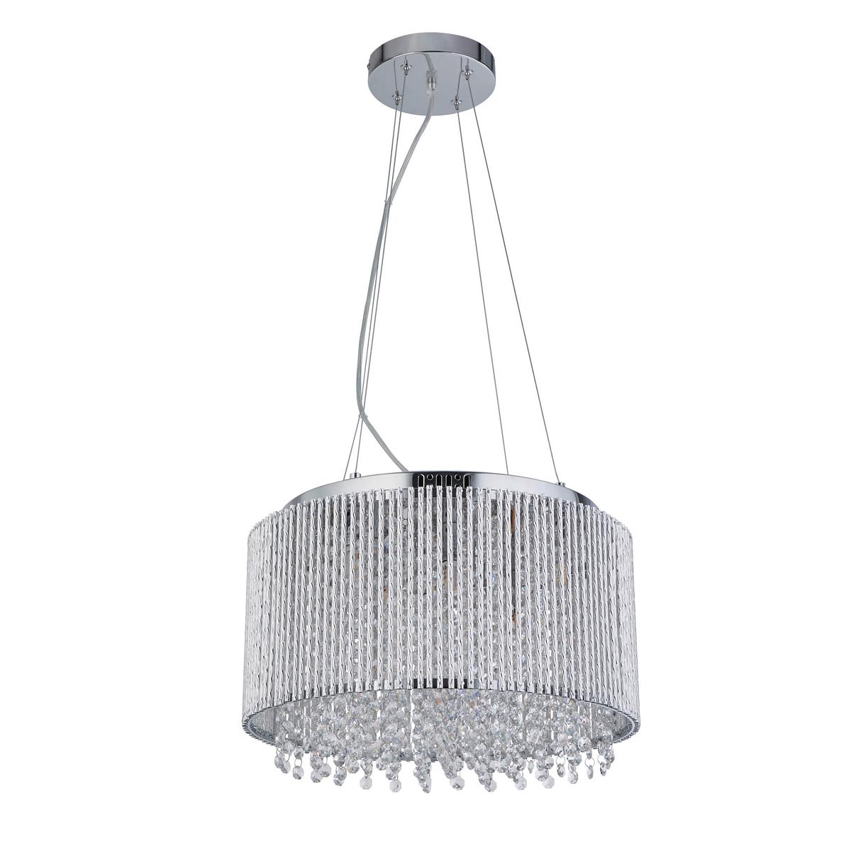 Hängeleuchte Elise H: 142 Cm 8-Flammig, Höhenverstellbar - Chromfarben, KONVENTIONELL, Glas/Metall (41/142cm)