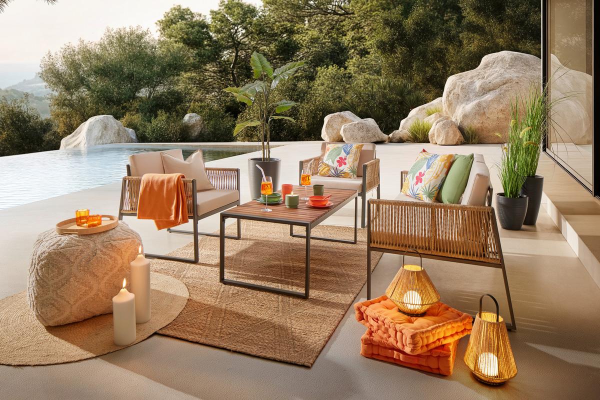 VONKAJŠIE LED SVIETIDLO NEWI - hnedá, Modern, kov/prírodné materiály (24/30cm) - Modern Living