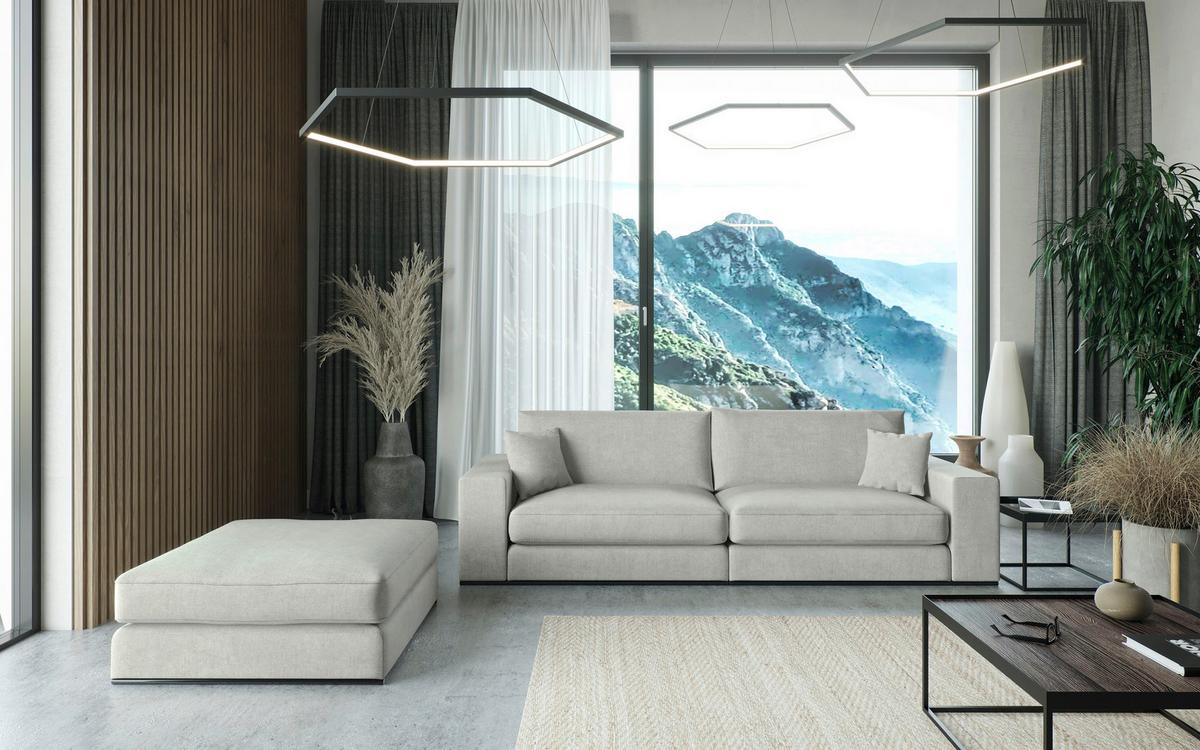 Sitzgarmitur Alberta 2-teilig Grau B: 139 Cm - Schwarz/Grau, Design, Holz/Textil (278/85/103cm) - Livetastic