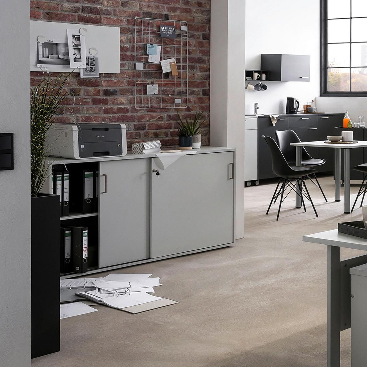 Aktenschrank Raumteiler 1600 St - Hellgrau, MODERN, Holzwerkstoff (160/119,4/41cm) - MID.YOU