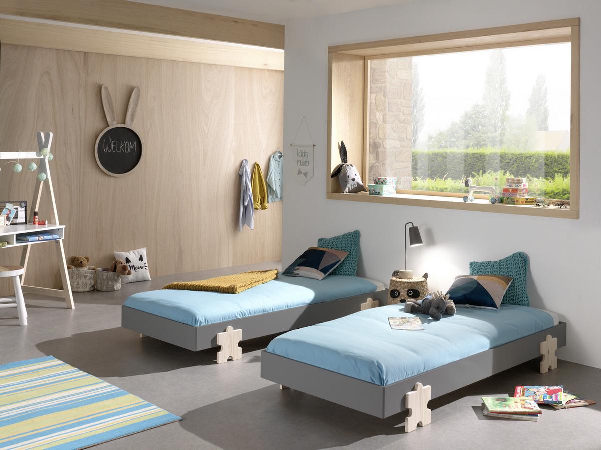 Stohovatelná postel MODULO šedá - barvy borovice/šedá, Moderní, dřevo/kompozitní dřevo (90/200cm) - MID.YOU