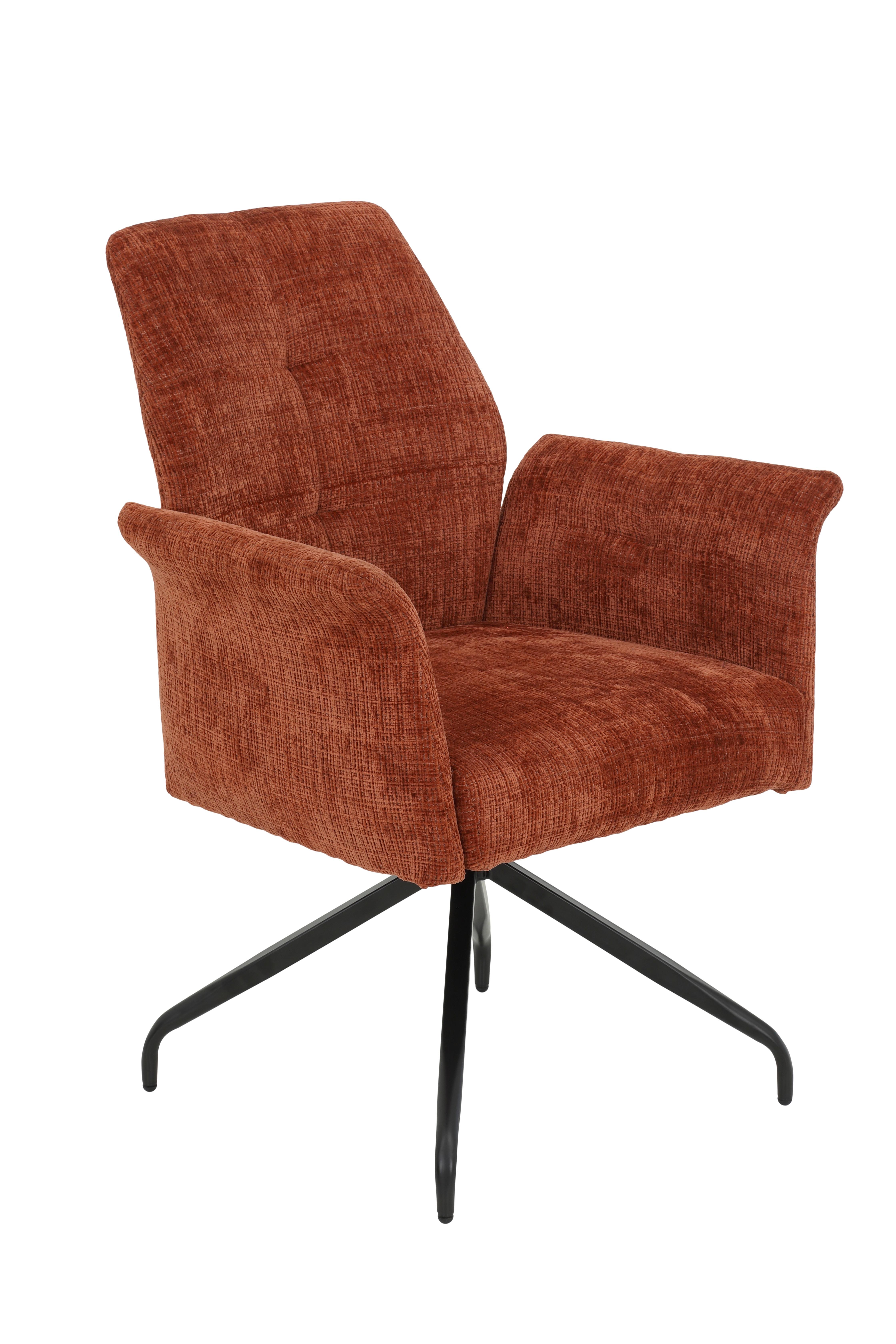 Armlehnstuhl Viktoria S - Schwarz/Kupferfarben, MODERN, Textil/Metall (71/93/68cm) - MID.YOU