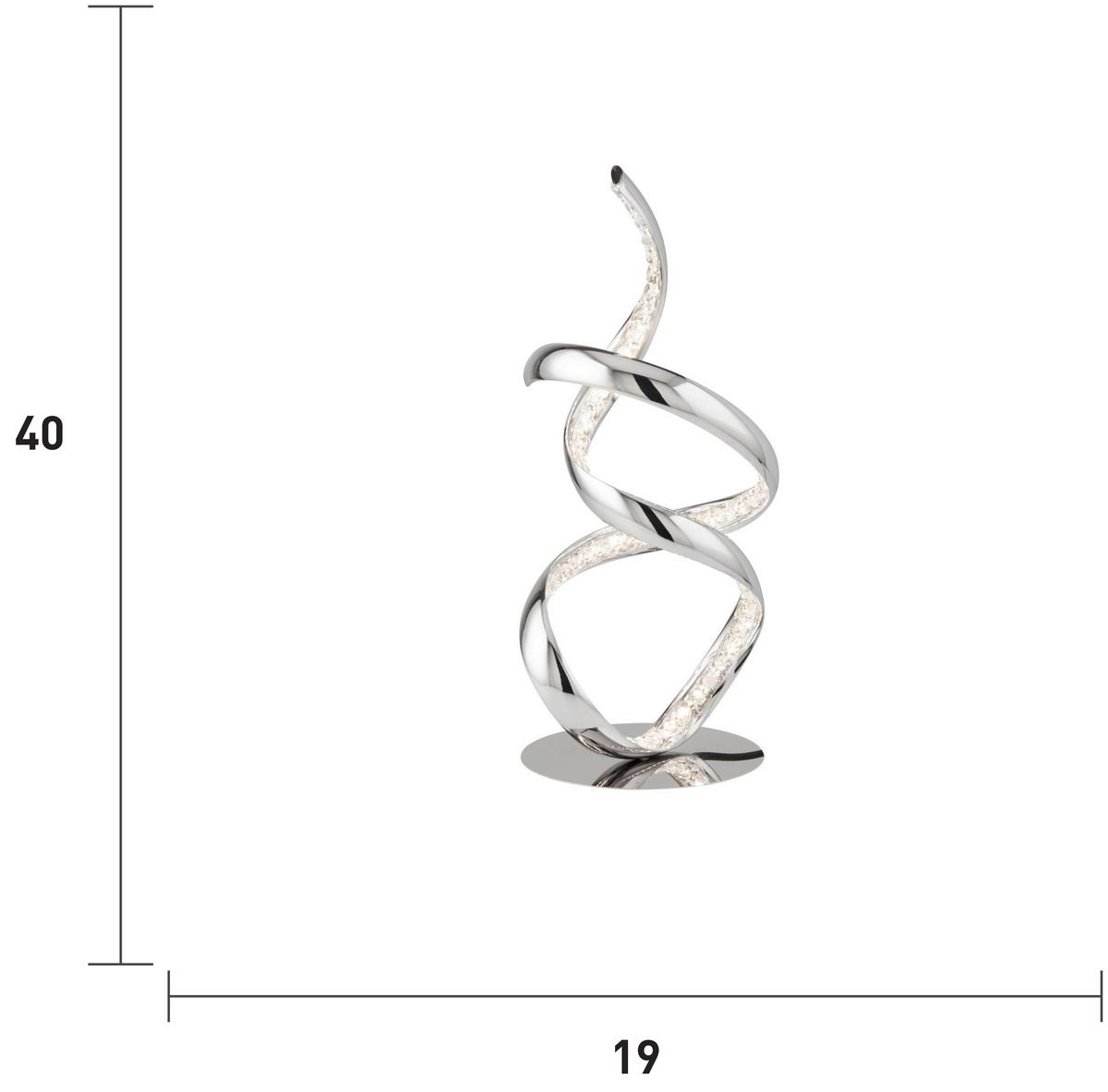 LED-Tischleuchte Eu9218cc - Chromfarben, Design, Glas/Metall (18.5/39.5cm)