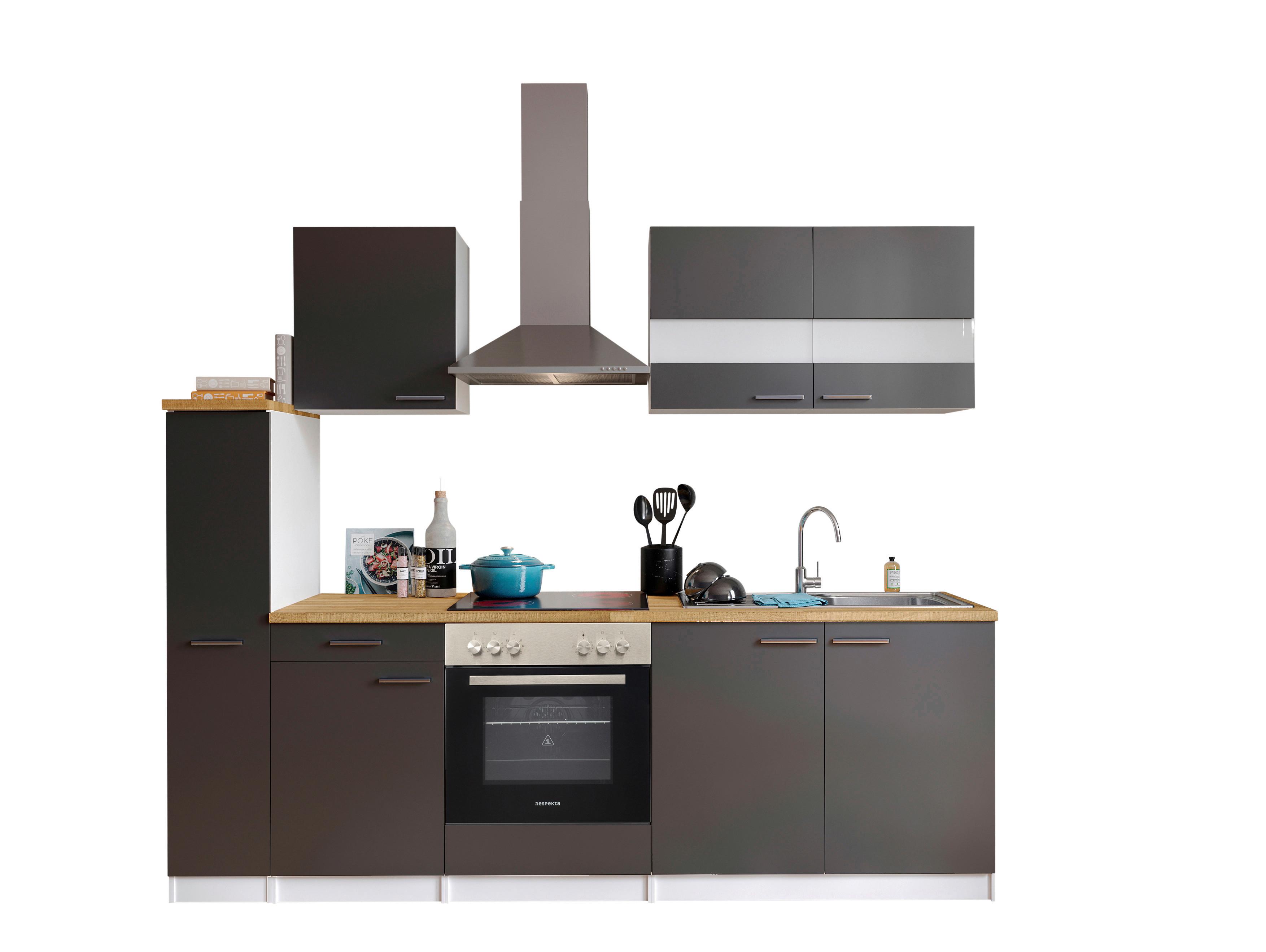 Küchenblock Malia Küchenblock 240 cm - Nussbaumfarben/Weiß, Basics, Holzwerkstoff (240cm) - Respekta