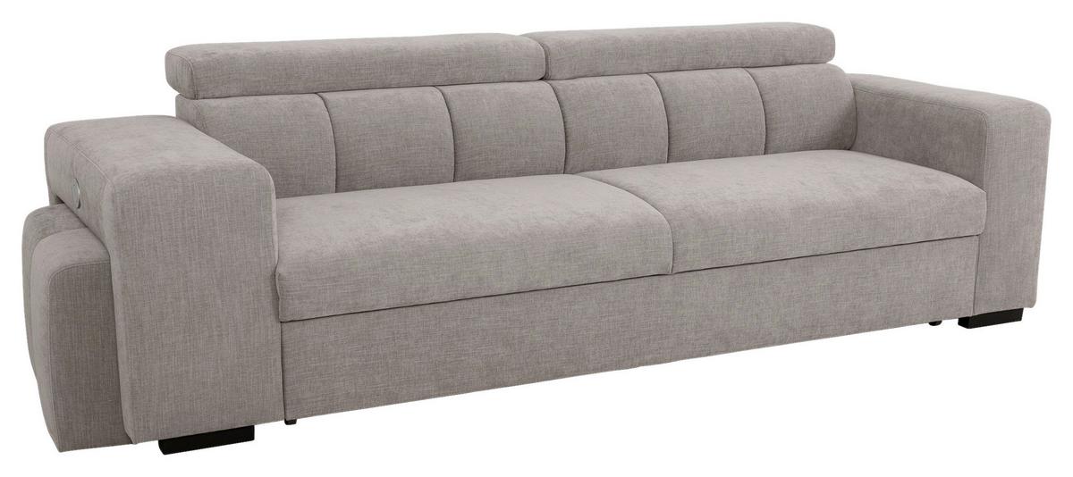 3-SitzerSofa m. Schlaffunktion Sirius S grau, B: 251cm - Schwarz/Grau, KONVENTIONELL, Holz/Holzwerkstoff (251/96/100cm)