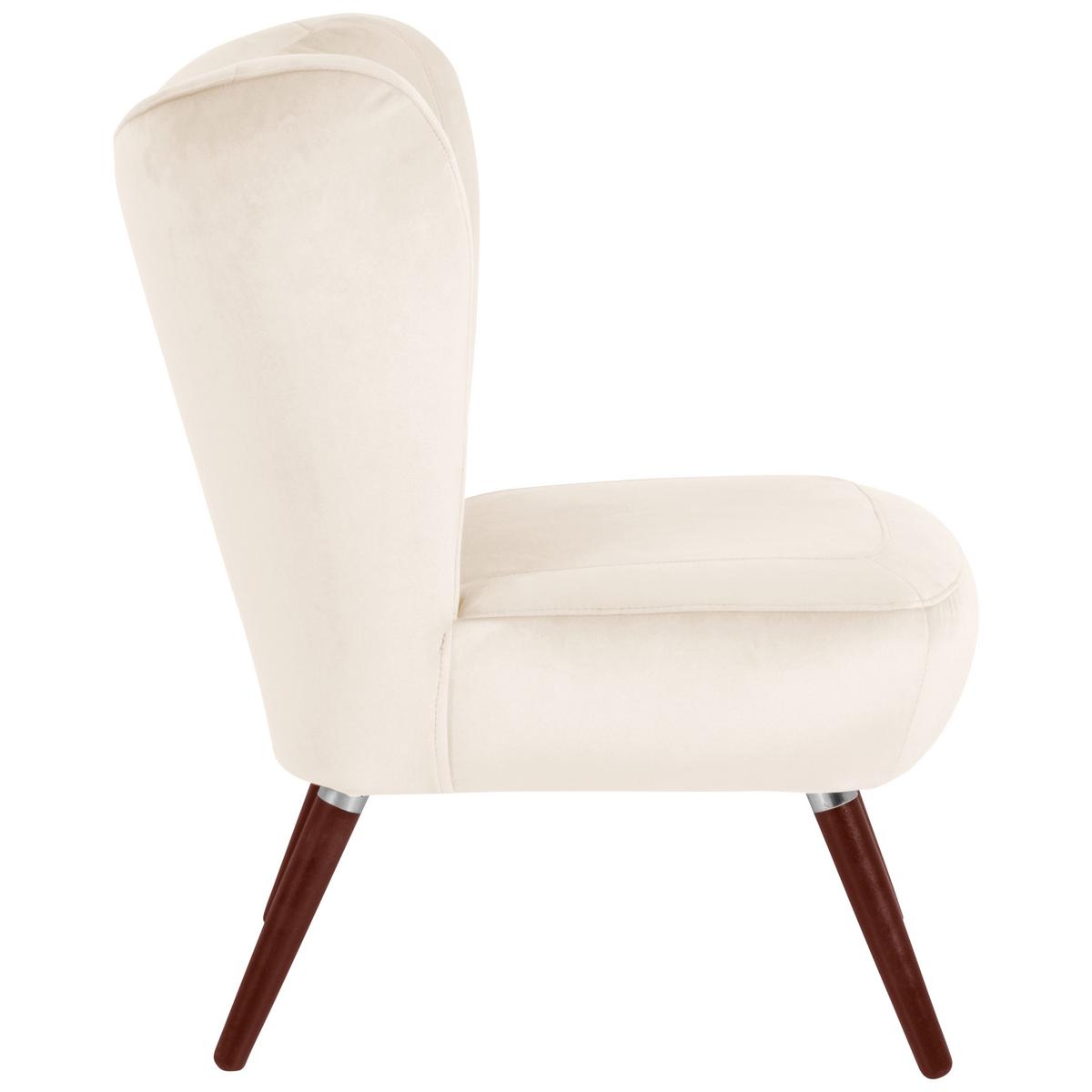 Polstersessel Sari Samt Creme - Nussbaumfarben/Creme, Design, Textil (70/86/69cm) - Max Winzer