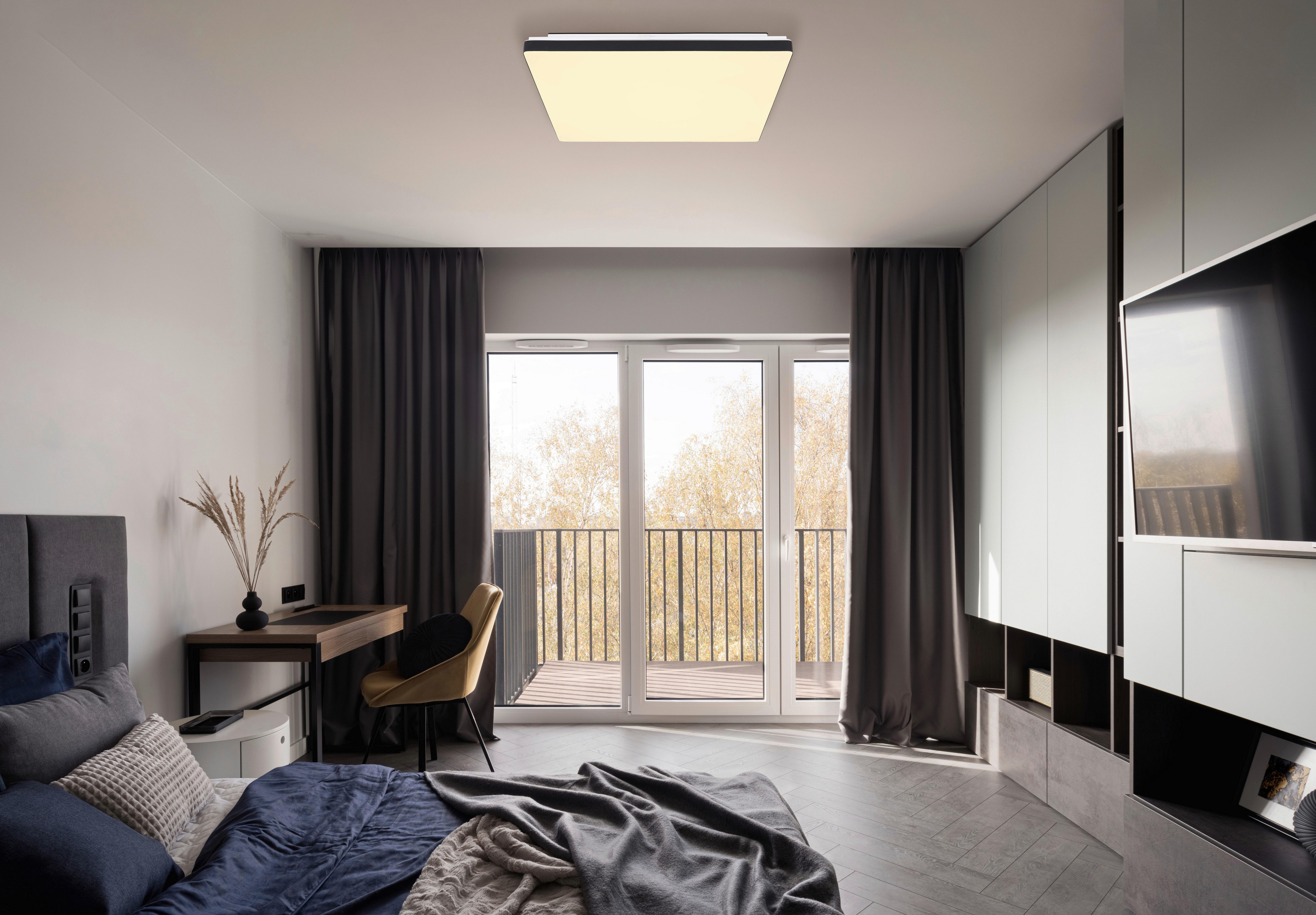LED-Deckenleuchte Ully Schwarz Weiß L: 48,5 cm - Schwarz/Weiß, KONVENTIONELL, Kunststoff/Metall (48,5/48,5/6,6cm) - Globo