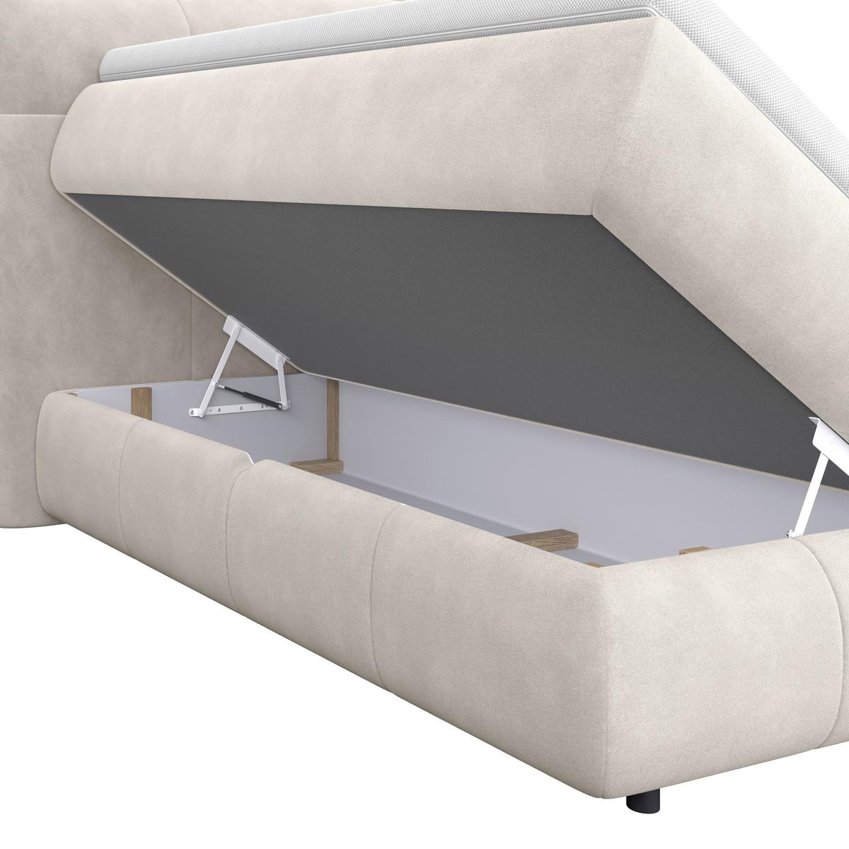 Boxspringbett Carmelo Beige 140x200 cm H3 - Beige/Schwarz, Trend, Textil (140/200cm)