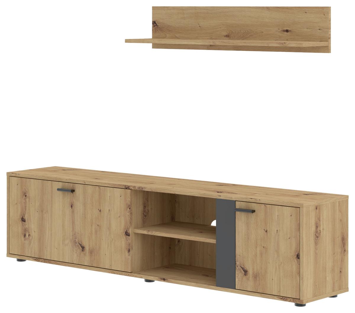 SKRINKA POD TV SLEDGE *CENOVÝ TRHÁK* - čierna/antracitová, Modern, kompozitné drevo/plast (170/42/33cm) - Based