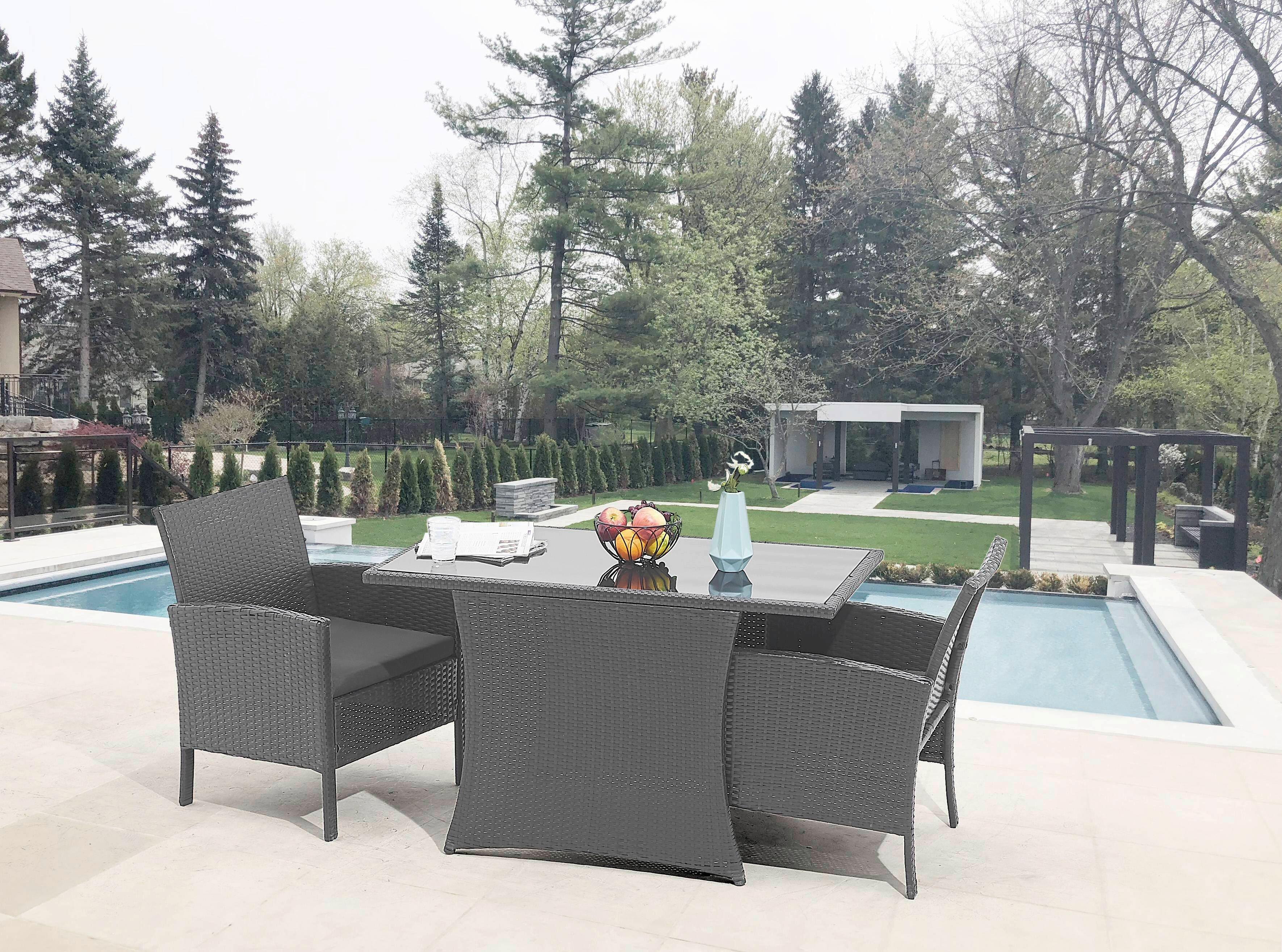 GARTENTISCHGRUPPE Schwarz 5-teilig - Schwarz, Design, Glas/Kunststoff - MID.YOU