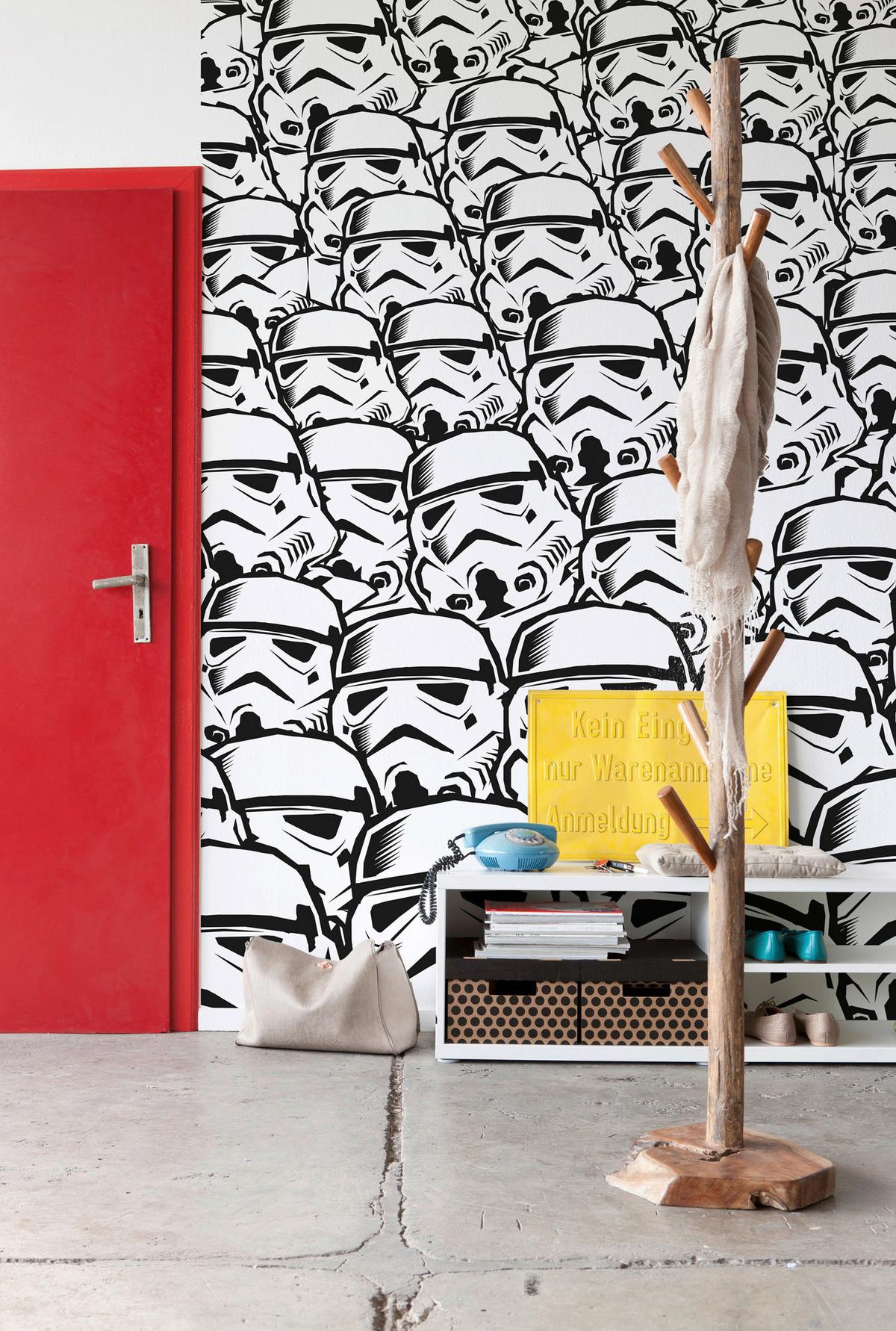 Fototapete Star Wars Stormtrooper Swarm - Schwarz/Weiß, Trend, Textil (250/280cm)