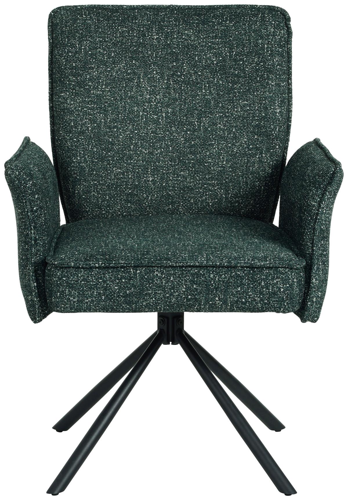 Vierfußstuhl Ellen II Webstoff Grün, B: 49 cm - Schwarz/Grün, MODERN, Textil/Metall (49/90/60cm)