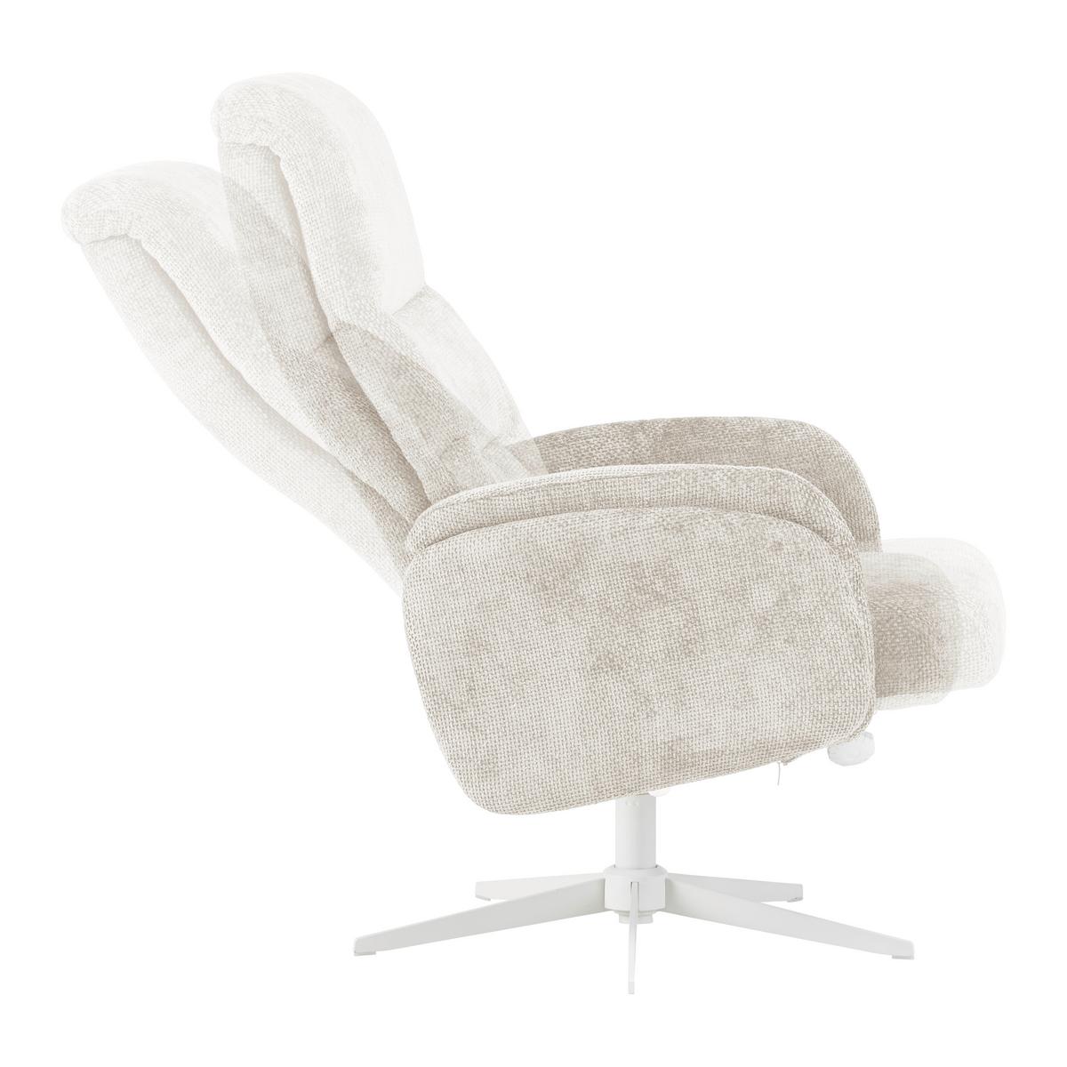 Relaxačné kreslo STAR, krémová ženilka, s taburetom - biela/krémová, Modern, kov/textil (72/107-95/86-110cm) - Mömax