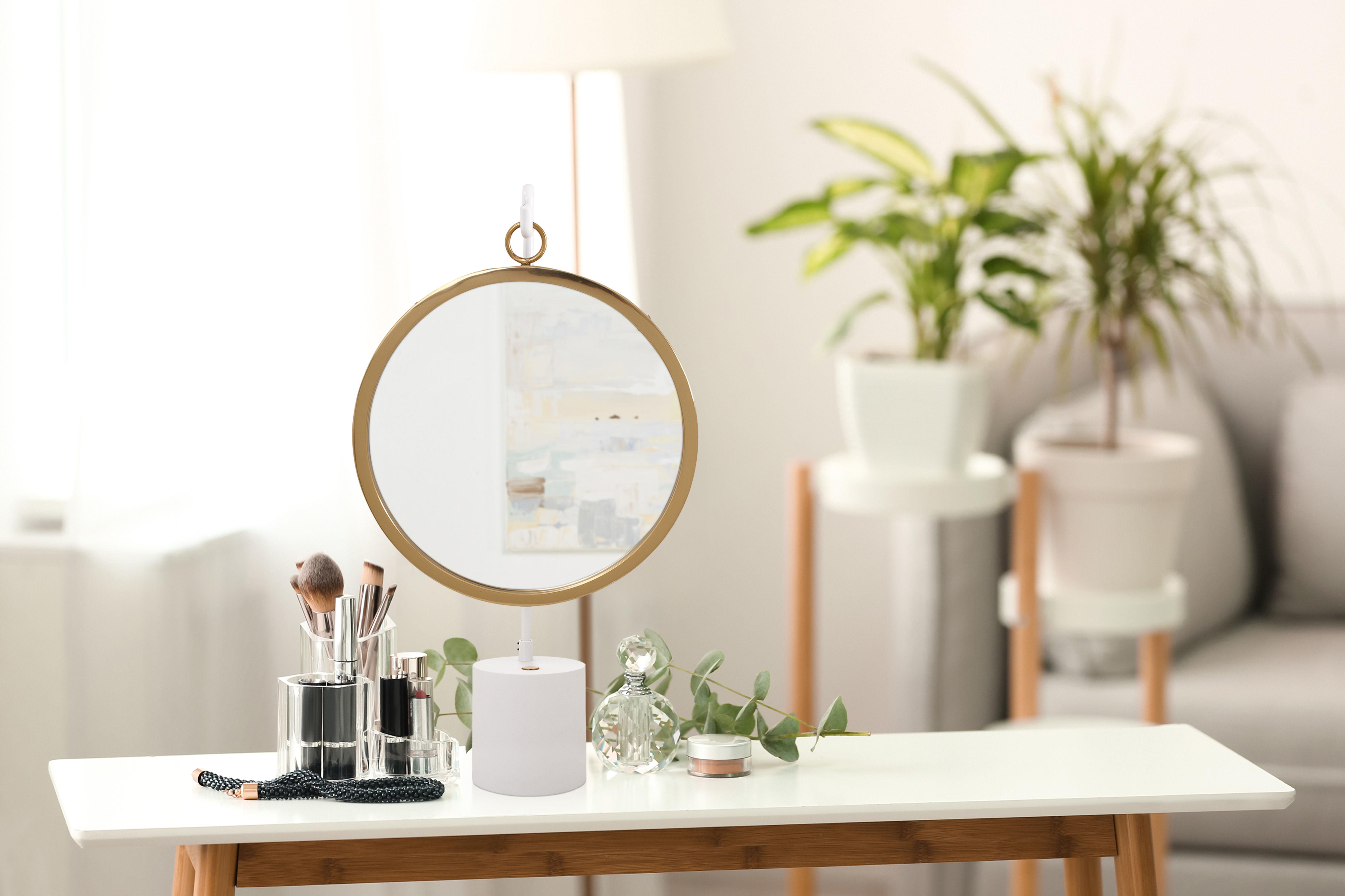 Tischspiegel Eleganca Goldfarben/Weiß H: 75 cm - Goldfarben/Weiß, LIFESTYLE, Glas/Metall (41/75/14cm)