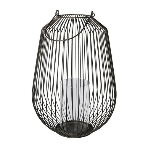 Windlicht Metall Schwarz Ø 35 Cm