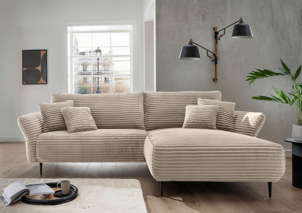 Ecksofa Vanilla Cappuccino S: 178x264-302 Cm - Schwarz/Cappuccino, Design, Textil (178/264-302cm) - Livetastic