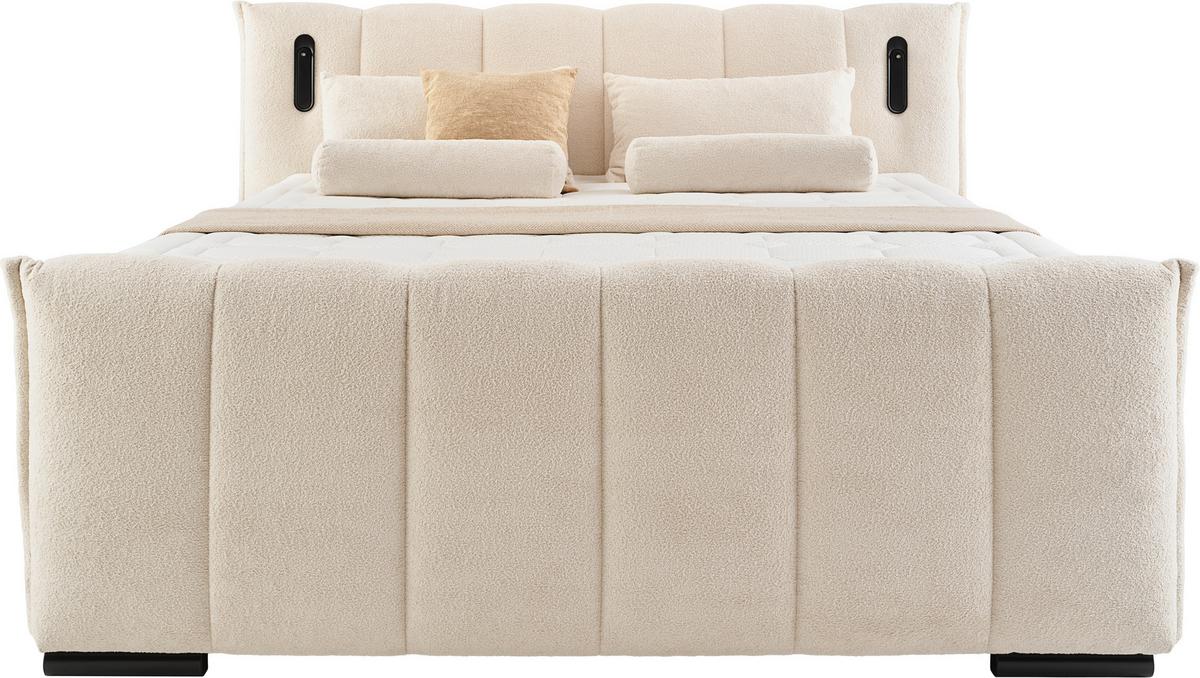 Boxspringbett Elysia Inkl. Matratze 160x200 - Beige/Schwarz, Trend, Holz/Holzwerkstoff (160/200cm) - Luca Bessoni