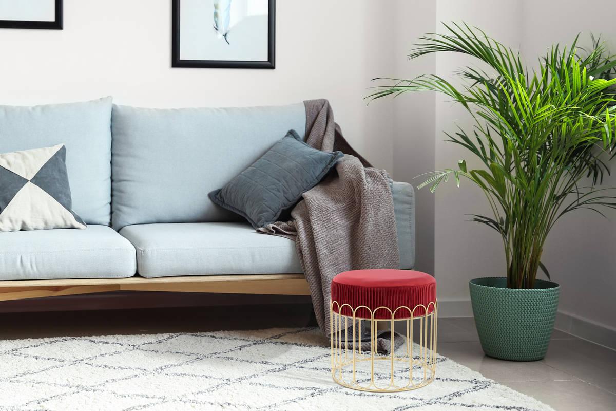 Hocker Cleopatra Bordeaux/gold Sitz Gepolstert H: 39 Cm - Bordeaux/Goldfarben, Basics, Kunststoff/Textil (40/39/40cm) - Kayoom