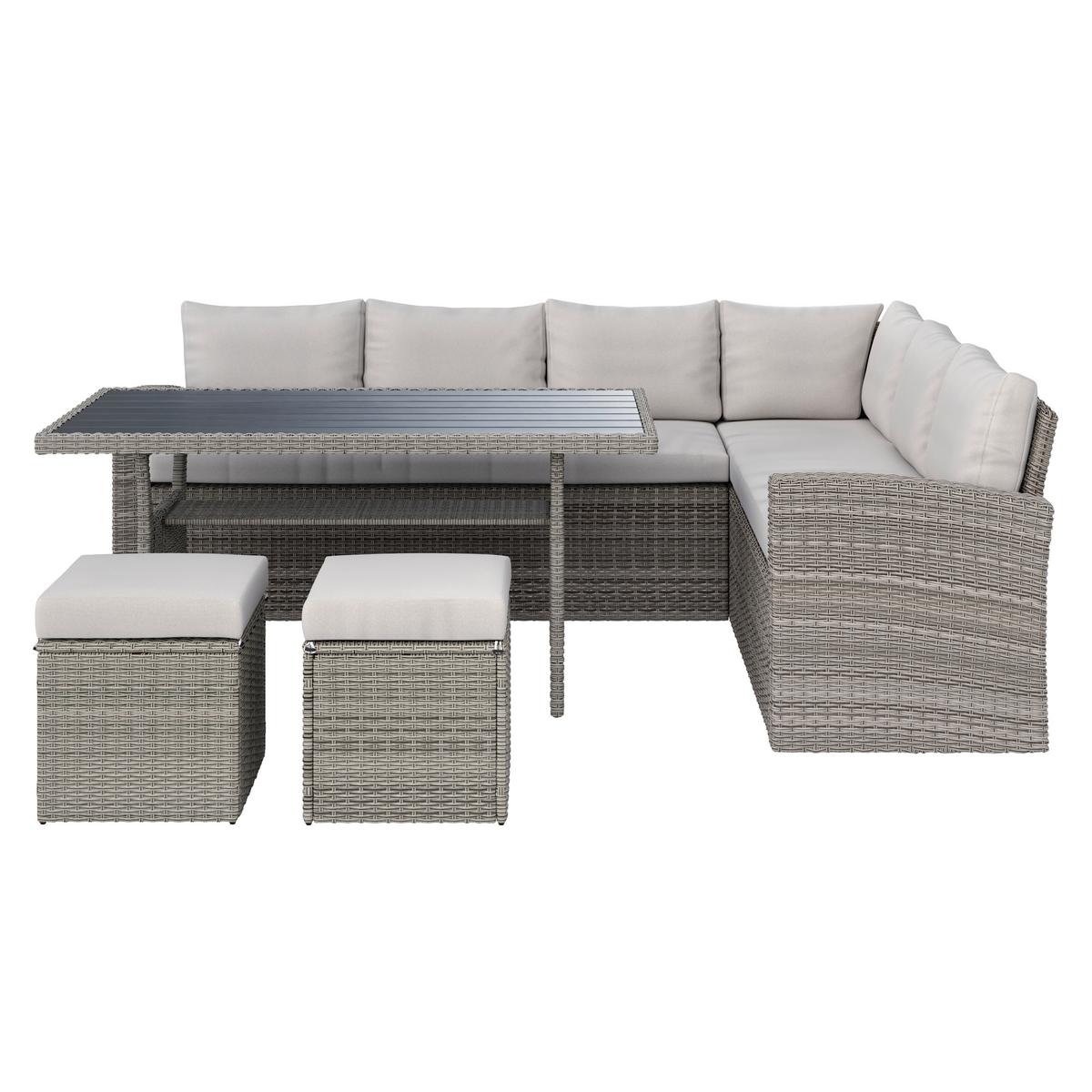 Ratanová zahradní sestava ALEX - šedá, Moderní, textil/plast (179/73/68cm) - Mömax