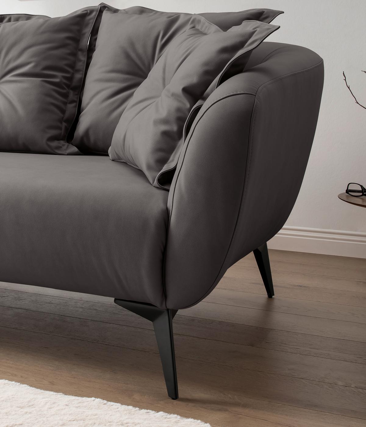 3-Sitzer-Sofa Baggio Anthrazit B: 236 cm - Anthrazit/Schwarz, MODERN, Textil (236/94/103cm) - Livetastic