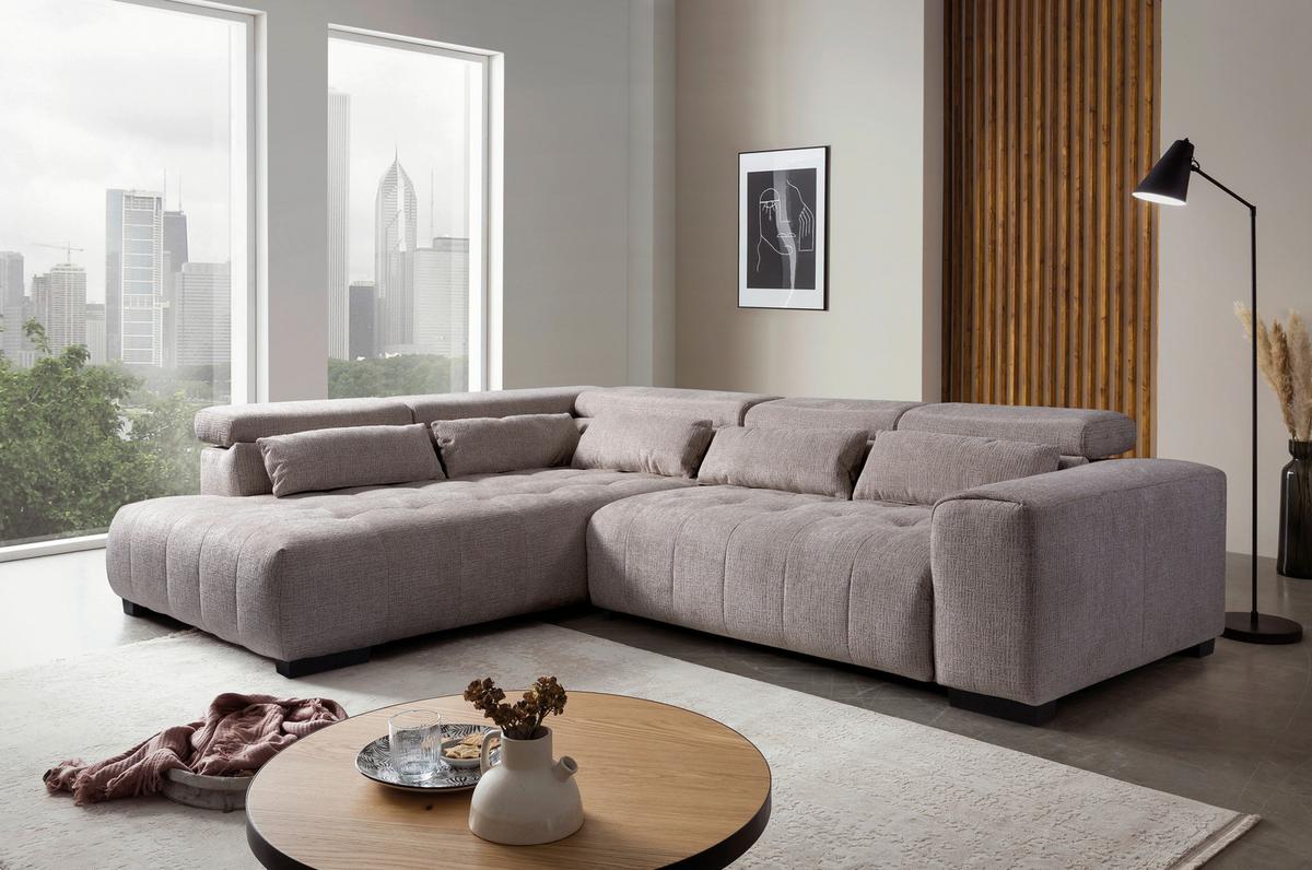 Ecksofa Matera Beige/Naturfarben 226x311 cm - Beige/Schwarz, Trend, Holz/Holzwerkstoff (226/311cm)
