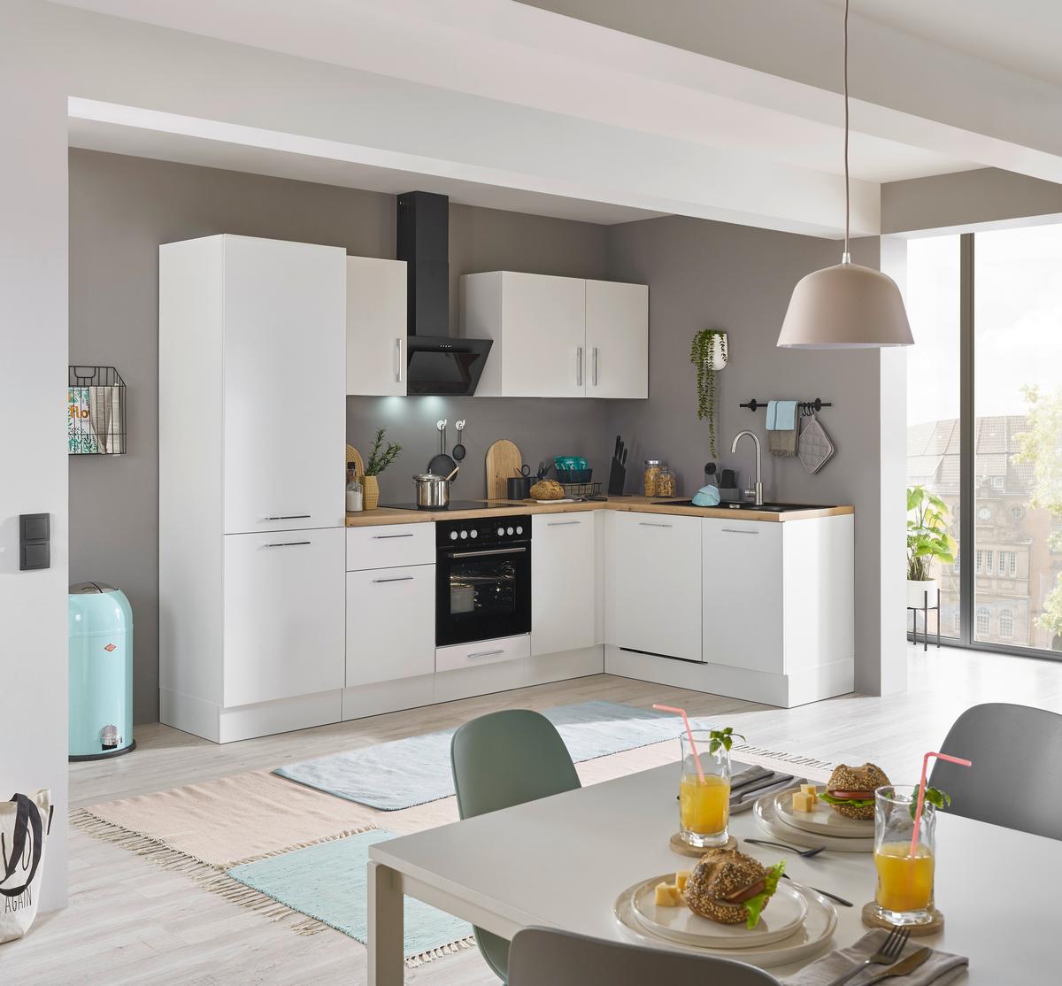 Eckküche Turin Weiß/eiche Dekor 280x175 Cm - Weiß/Eiche Artisan, Basics, Holzwerkstoff (280/175cm) - MID.YOU