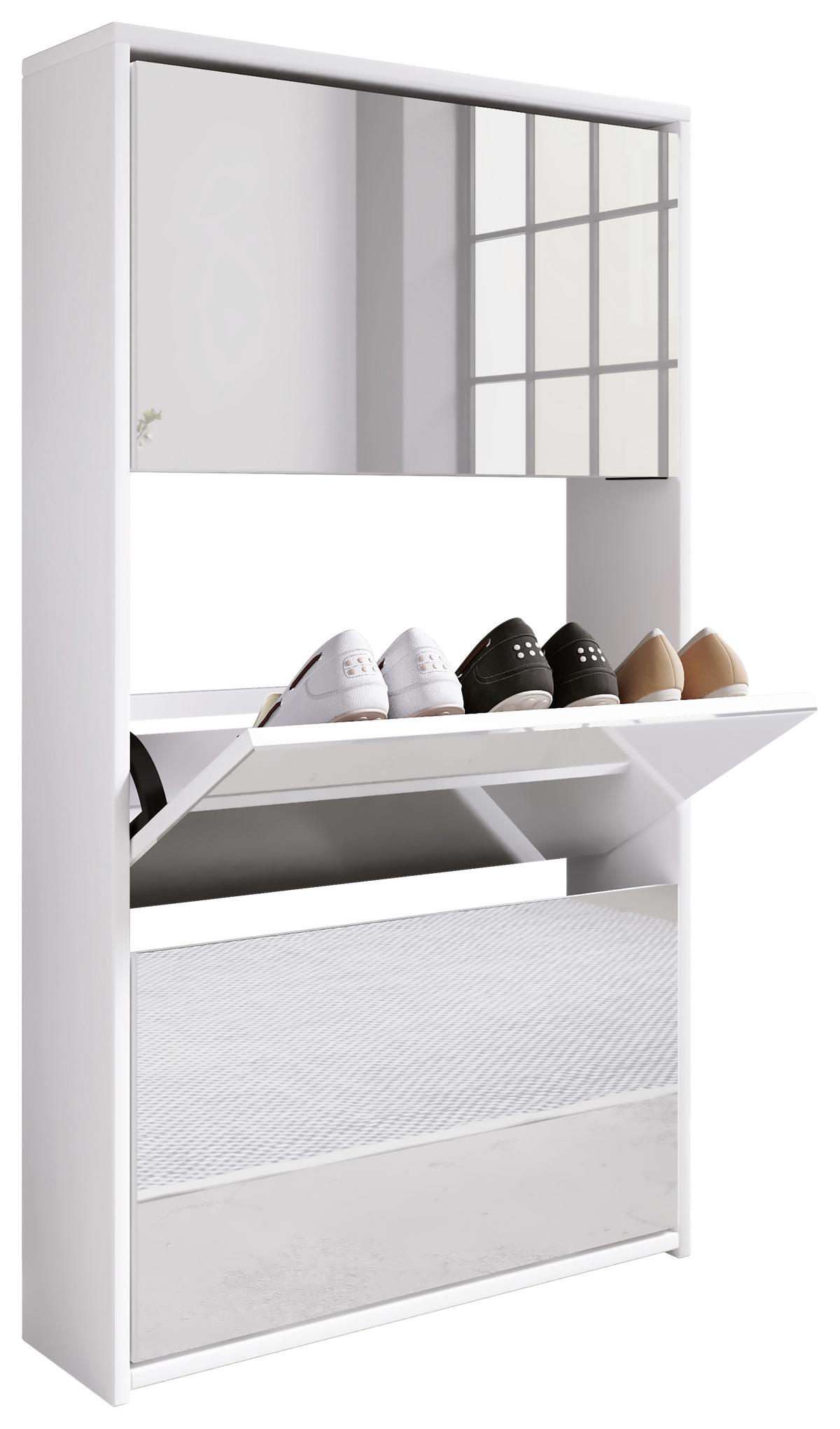 Schuhkipper Stido XL Weiß Holz Deko B: 63 cm - Weiß, KONVENTIONELL, Holzwerkstoff (63/111,6/17cm) - MID.YOU