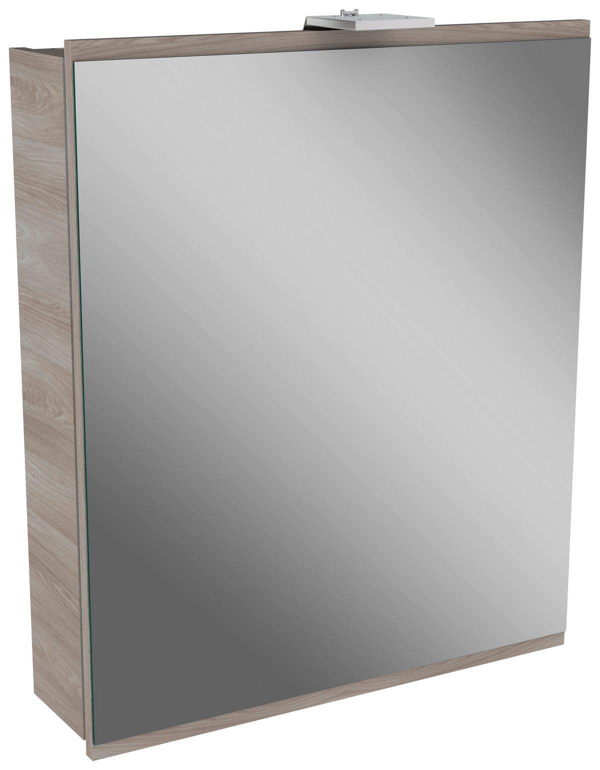 Spiegelschrank Lima Mit Led 1-Türig Bxhxt: 60x73x15,5 Cm - Eschefarben, MODERN, Glas/Holzwerkstoff (60/73/15,5cm) - MID.YOU