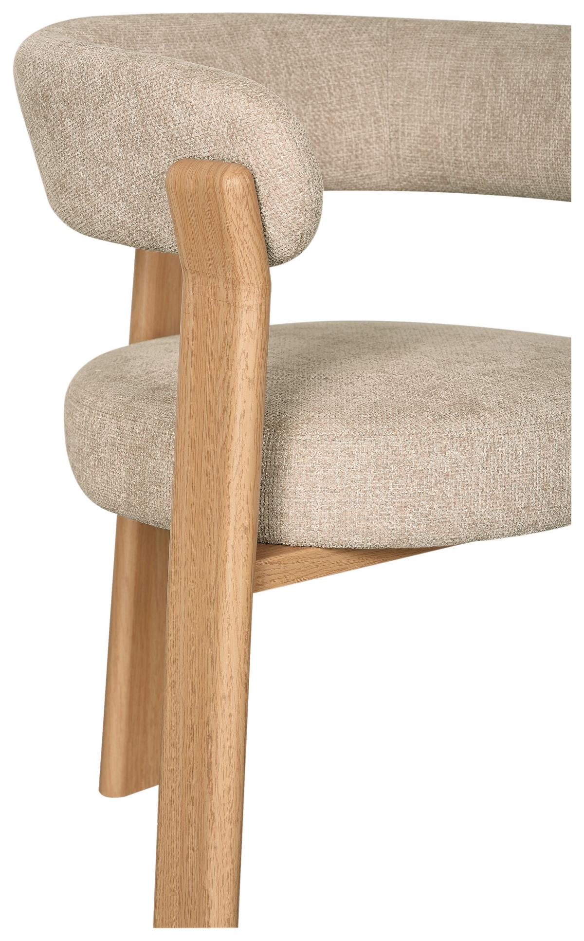 Armlehnstuhl Granada Beige B: 62 cm - Eichefarben/Beige, MODERN, Textil/Metall (62/74/56,5cm) - Livetastic