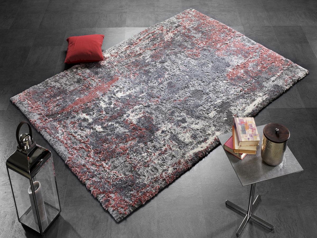 Webteppich Grau/Hellrot Timeline Quantum 160x230 cm - Hellrot/Grau, Design, Textil (160/230cm) - Novel