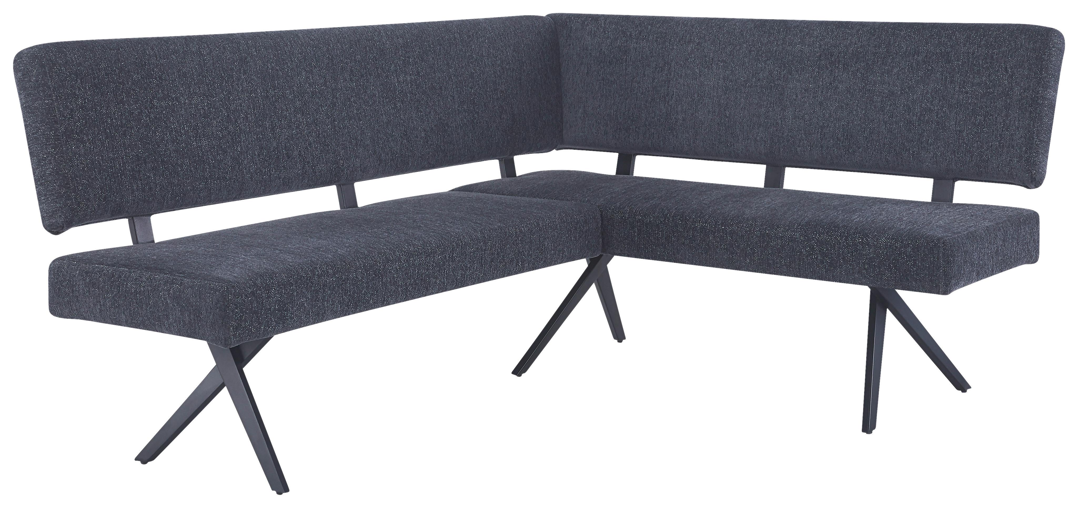 Eckbank Chios Leinenoptik Grau, S: 190x150cm - Dunkelgrau/Schwarz, KONVENTIONELL, Textil/Metall (190/150cm) - MID.YOU