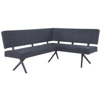 Eckbank Chios Leinenoptik Grau, S: 190x150cm - Dunkelgrau/Schwarz, KONVENTIONELL, Textil/Metall (190/150cm) - MID.YOU