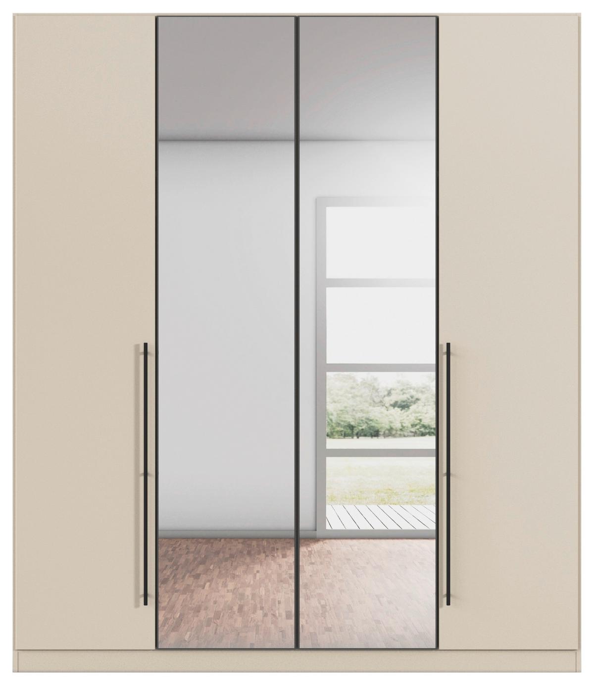 Kleiderschrank Safari mit Spiegel B: 181 cm - Champagner/Grau, KONVENTIONELL, Holzwerkstoff (181/210/54cm)