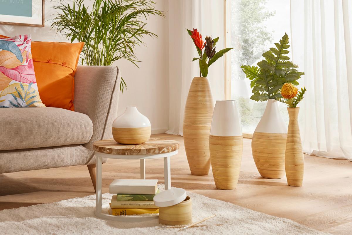 Dekoračná váza Diana, Ø/V: 26/50cm - biela/prírodná farba, Lifestyle, prírodné materiály (26/50cm) - Zandiara