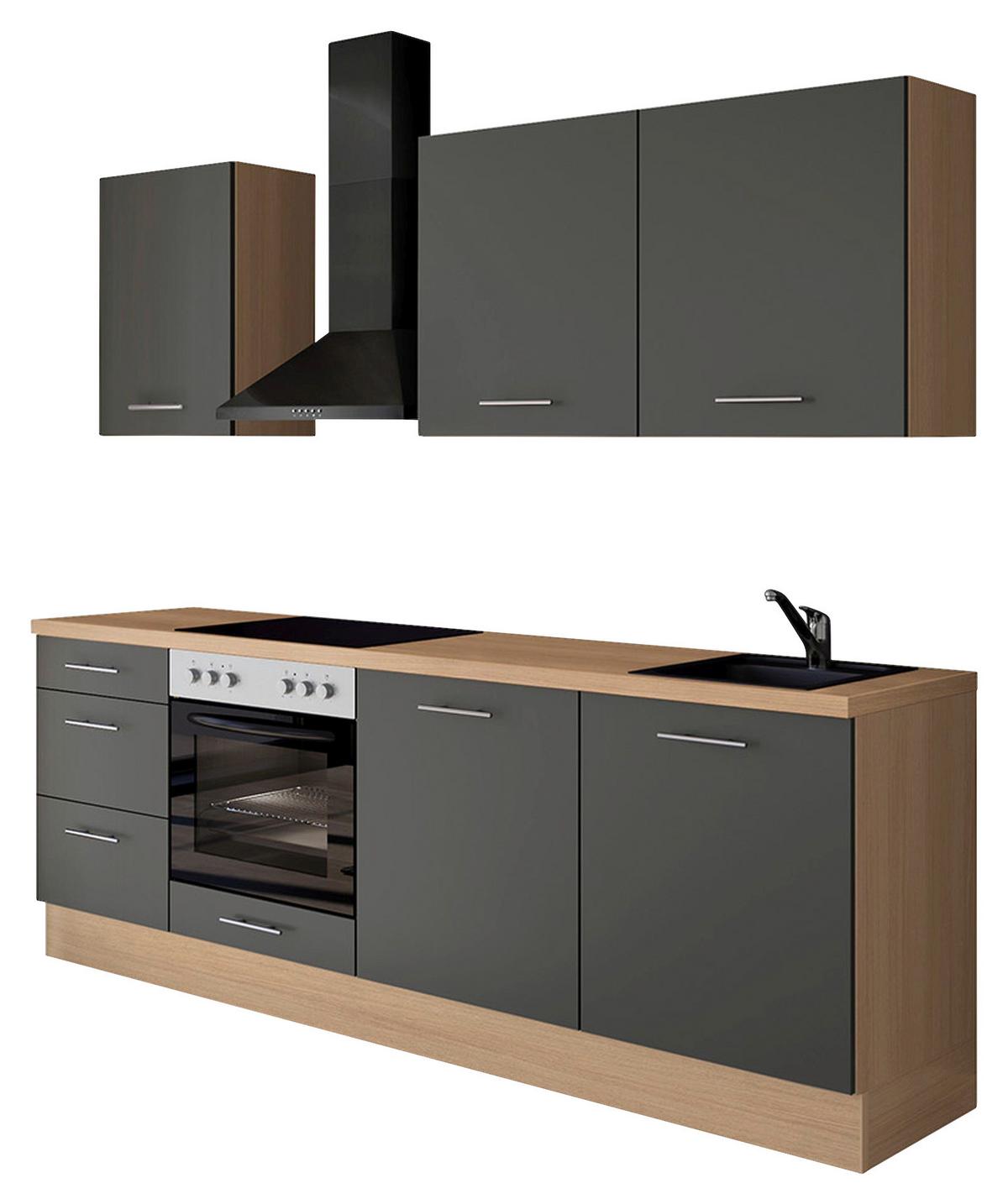 Küchenblock Ip1200 - Dunkelgrau/Eichefarben, Design, Holzwerkstoff (230cm) - Impuls