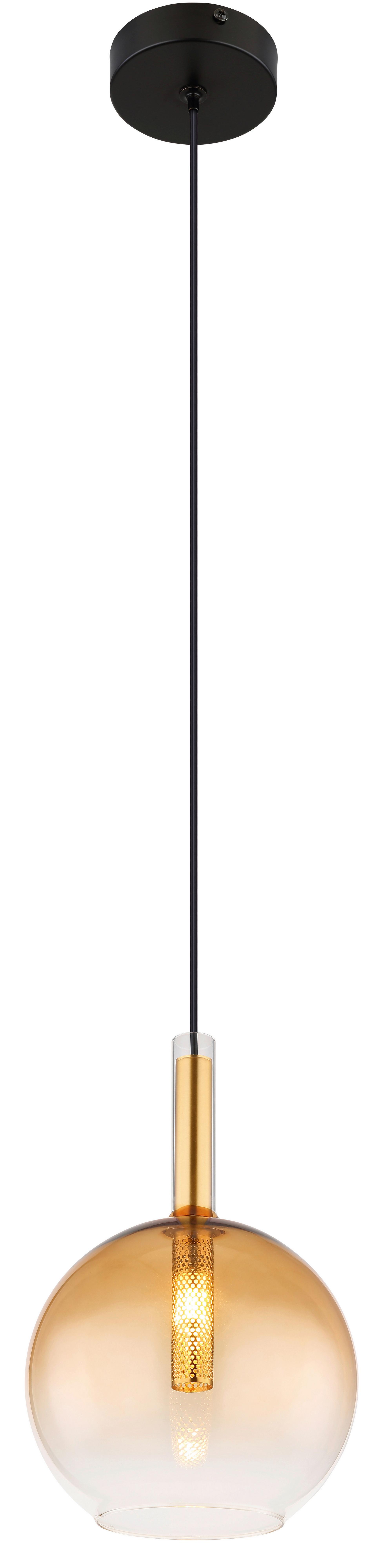 Hängeleuchte 16044h1 - Klar/Messingfarben, Design, Glas/Metall (18/120cm) - Globo